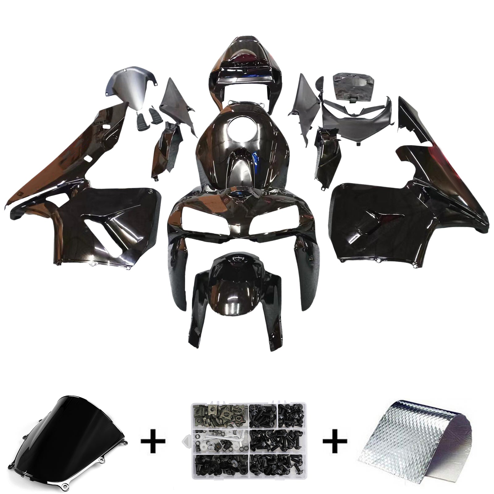 2005-2006 CBR600RR carrosseriekuip zwart ABS spuitgegoten kunststoffen set algemeen