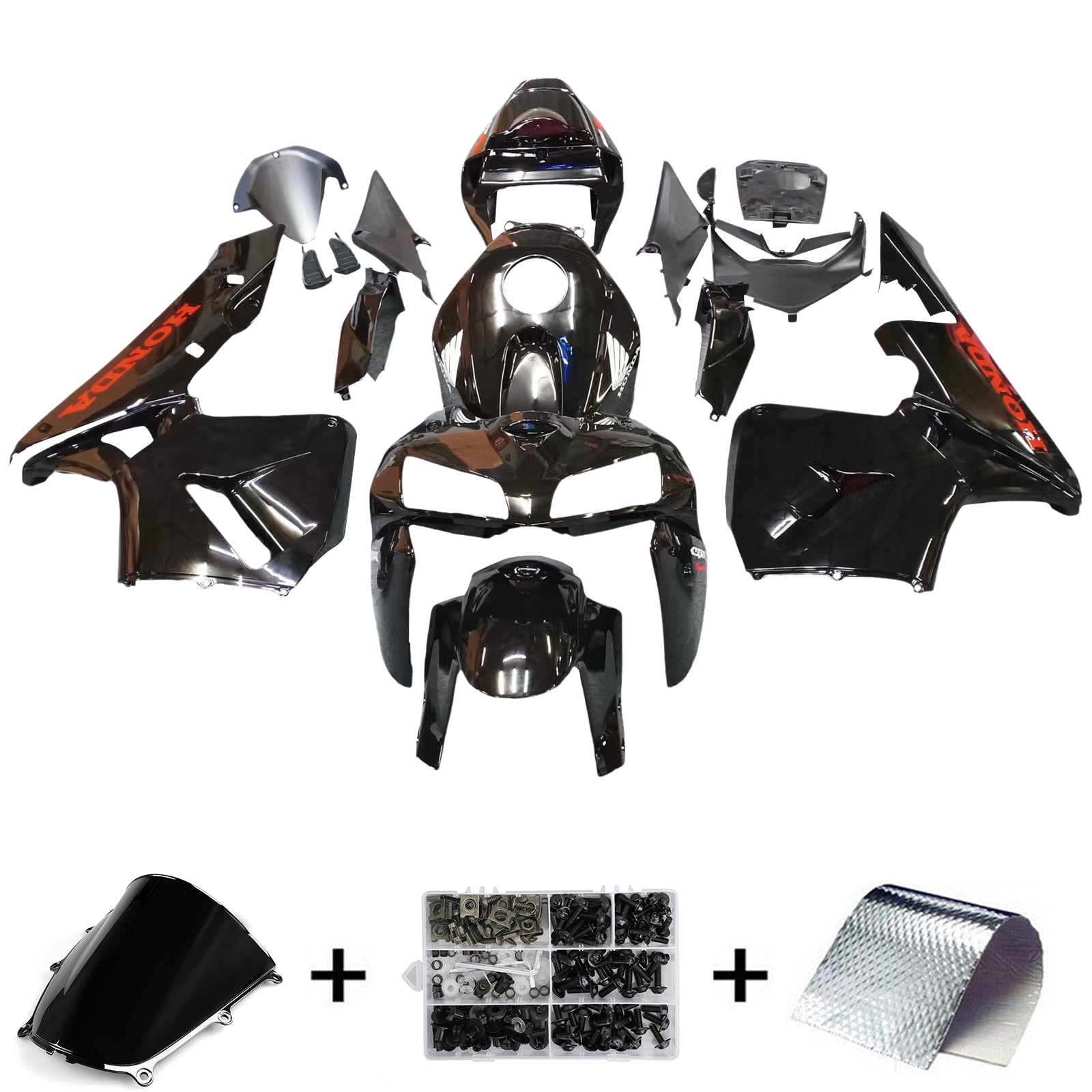 2005-2006 CBR600RR BODYWORK FAIRING BLACK ABS Injektion Gjuten plastuppsättning generisk