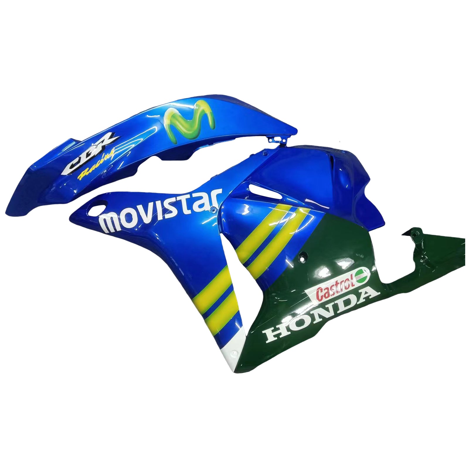 Honda CBR 600 RR Bleu 2009-2012 & Carénages Movistar Racing verts génériques
