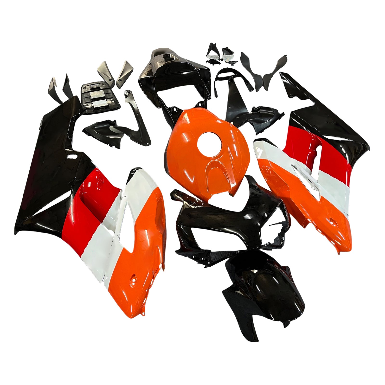 2004-2005 Honda CBR 1000 RR Amotopart stroomlijnkappen zwart oranje Repsol Racing Customs kuip