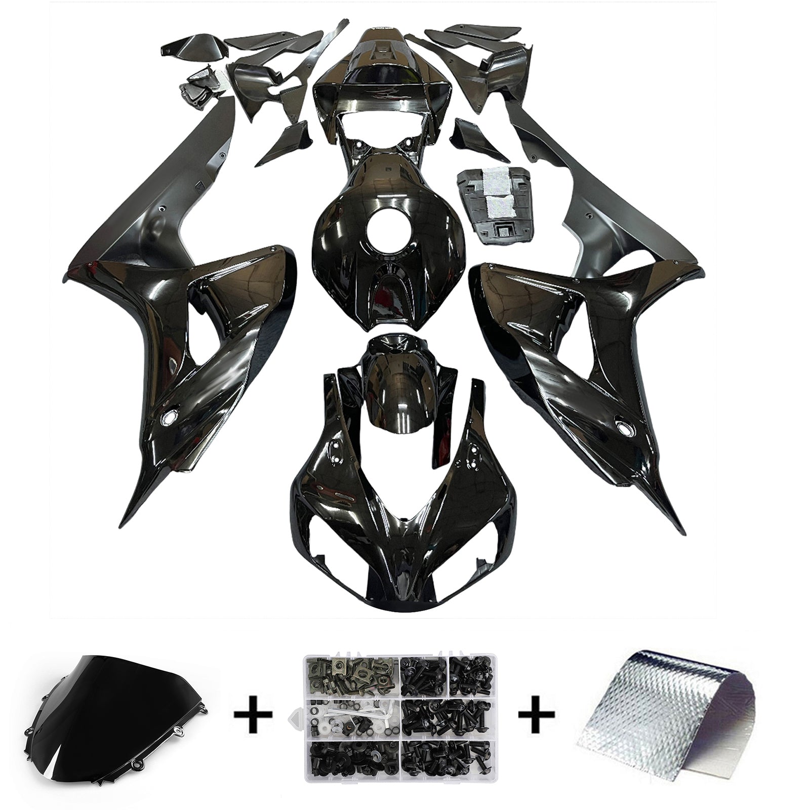 2006-2007 CBR1000RR Carrosseriekuip Zwart ABS Spuitgegoten kunststoffen Set Generiek