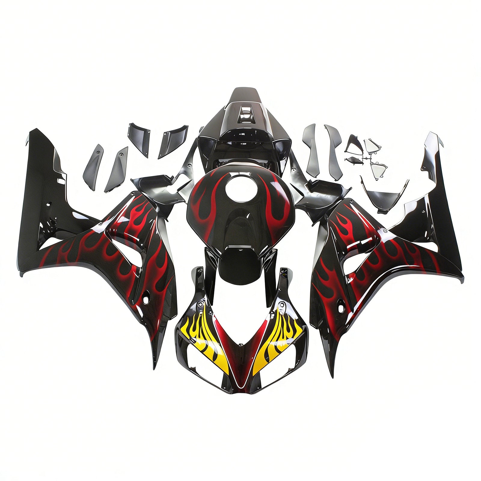2006-2007 Honda CBR 1000 RR Black & Red Flame Shark Racing Fairings Generic
