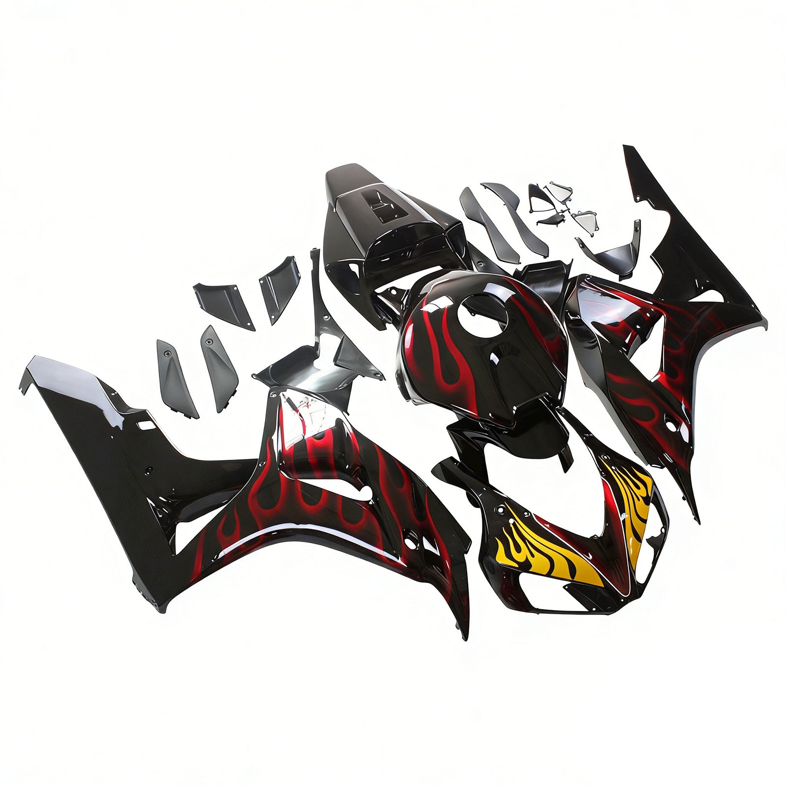 2006-2007 Honda CBR 1000 RR Black & Red Flame Shark Racing Fairings Generic