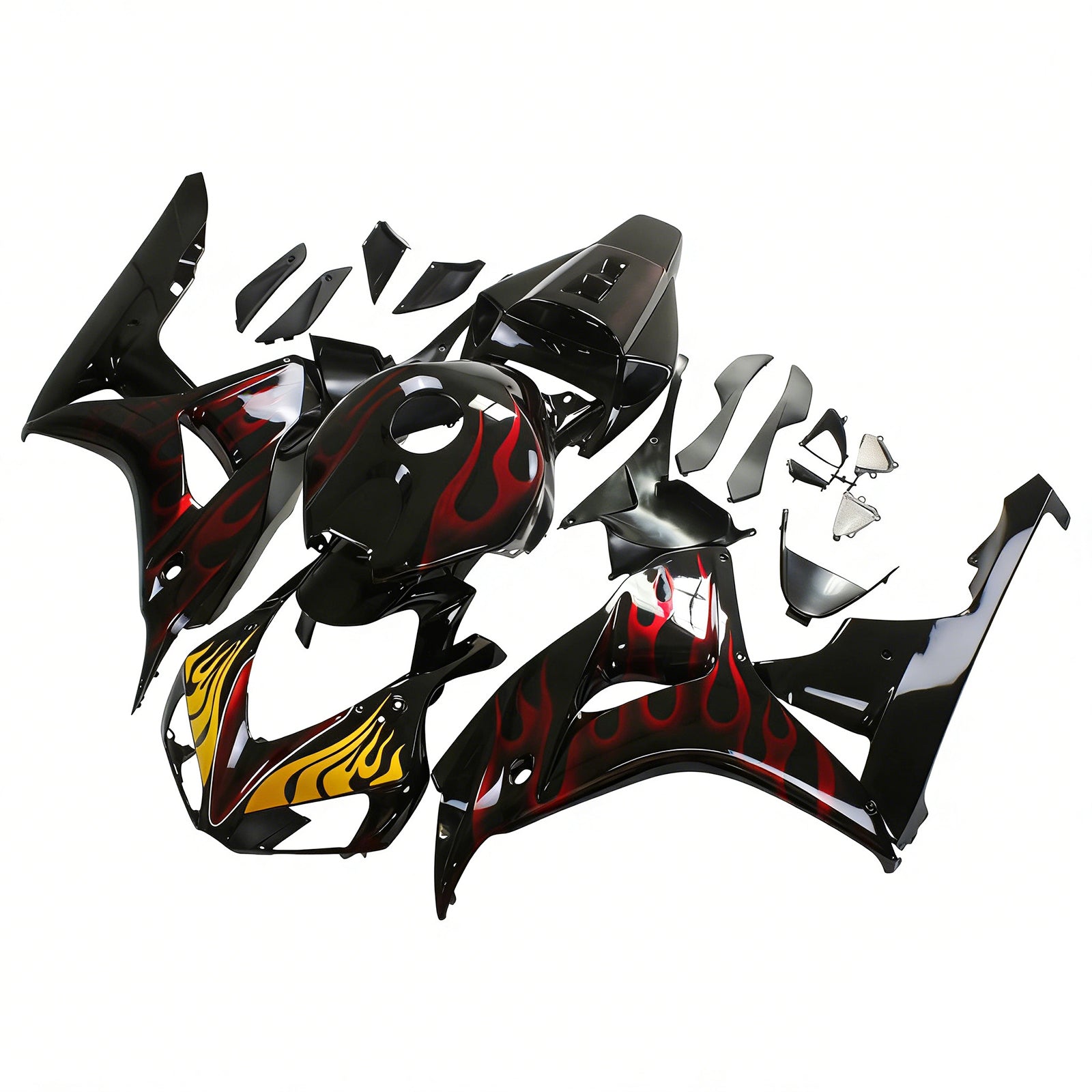 2006-2007 Honda CBR 1000 RR Black & Red Flame Shark Racing Fairings Generic