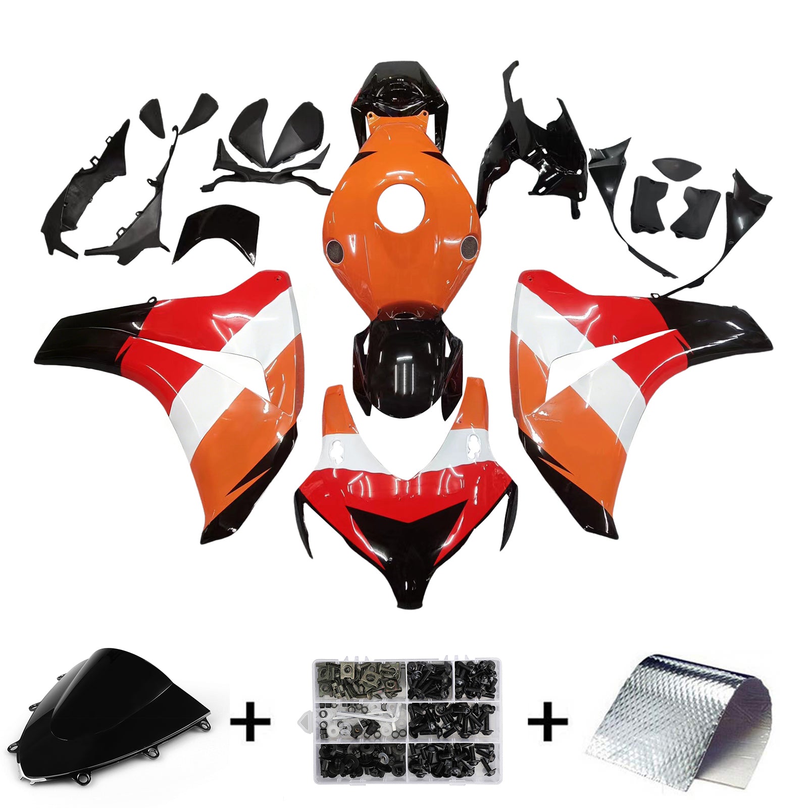 2008-2011 Honda CBR 1000 RR Amotopart Fairings Black Orange Repsol Racing Customs Fairing