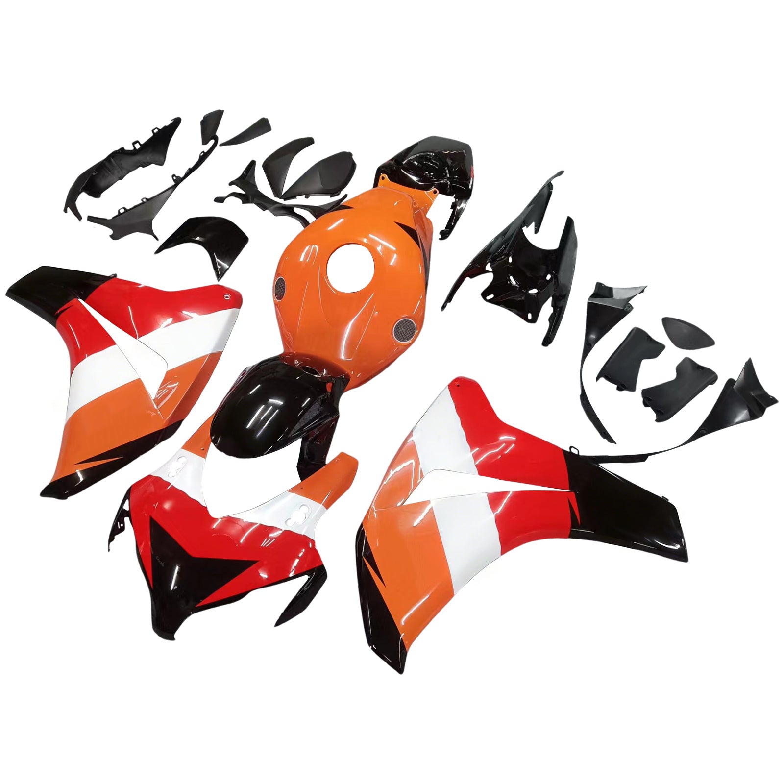 2008-2011 Honda CBR 1000 RR Amotopart stroomlijnkappen zwart oranje Repsol Racing Customs kuip