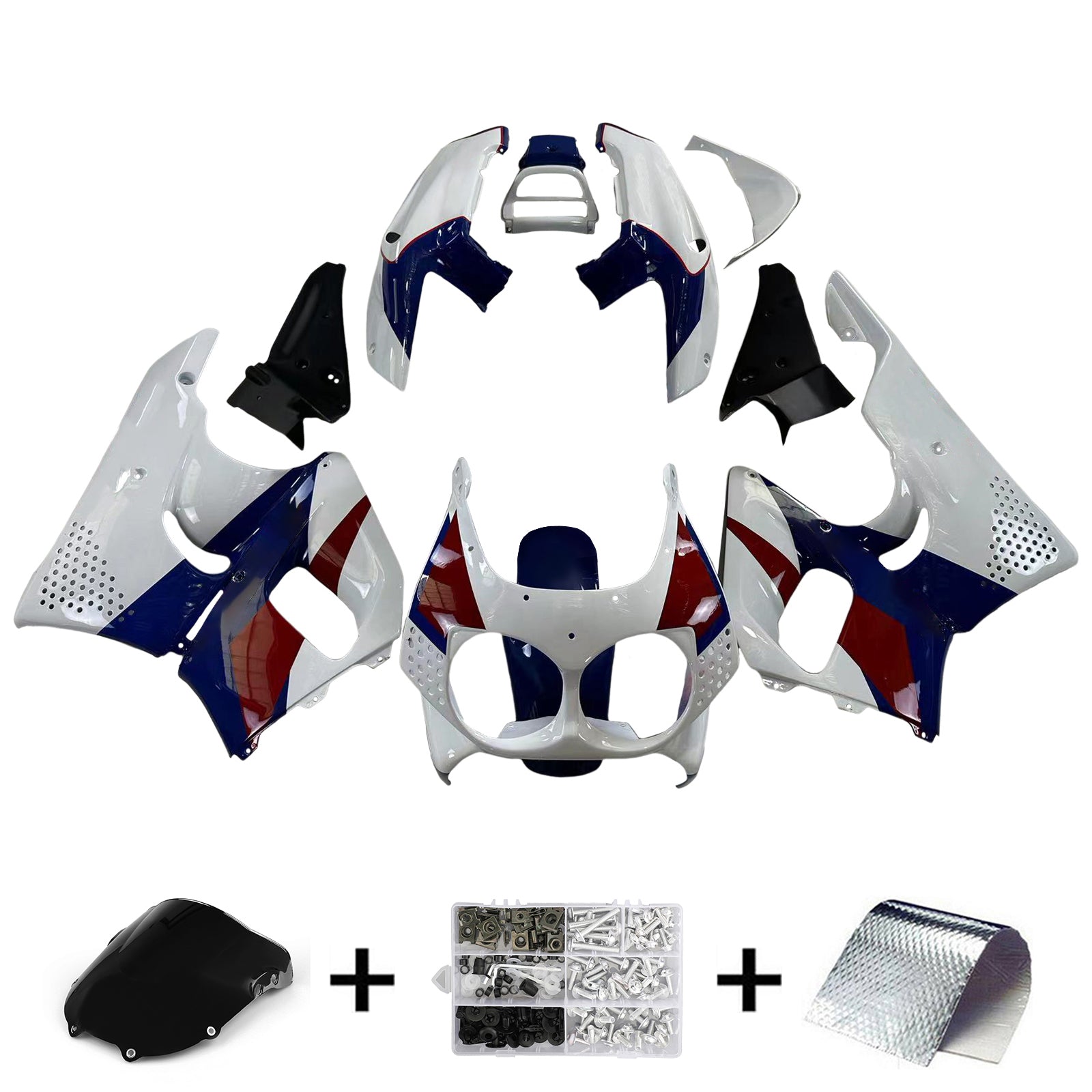 1992-1993 Honda CBR900RR 893 Kit de carénage d'injection Amotopart carrosserie plastique ABS #110