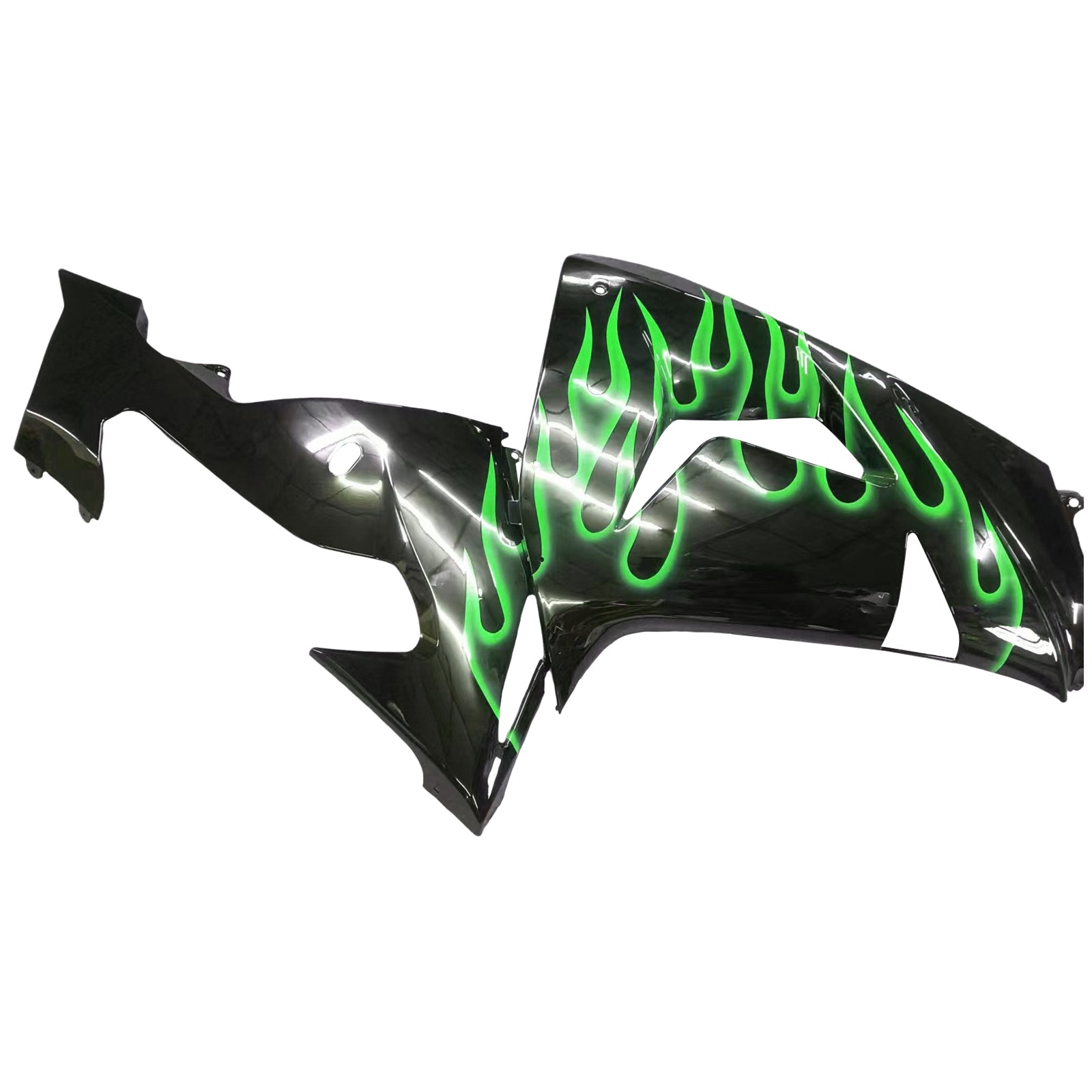 2006-2007 Kawasaki ZX10R Amotopart Green Flames injectiekuipset kunststof geschikt