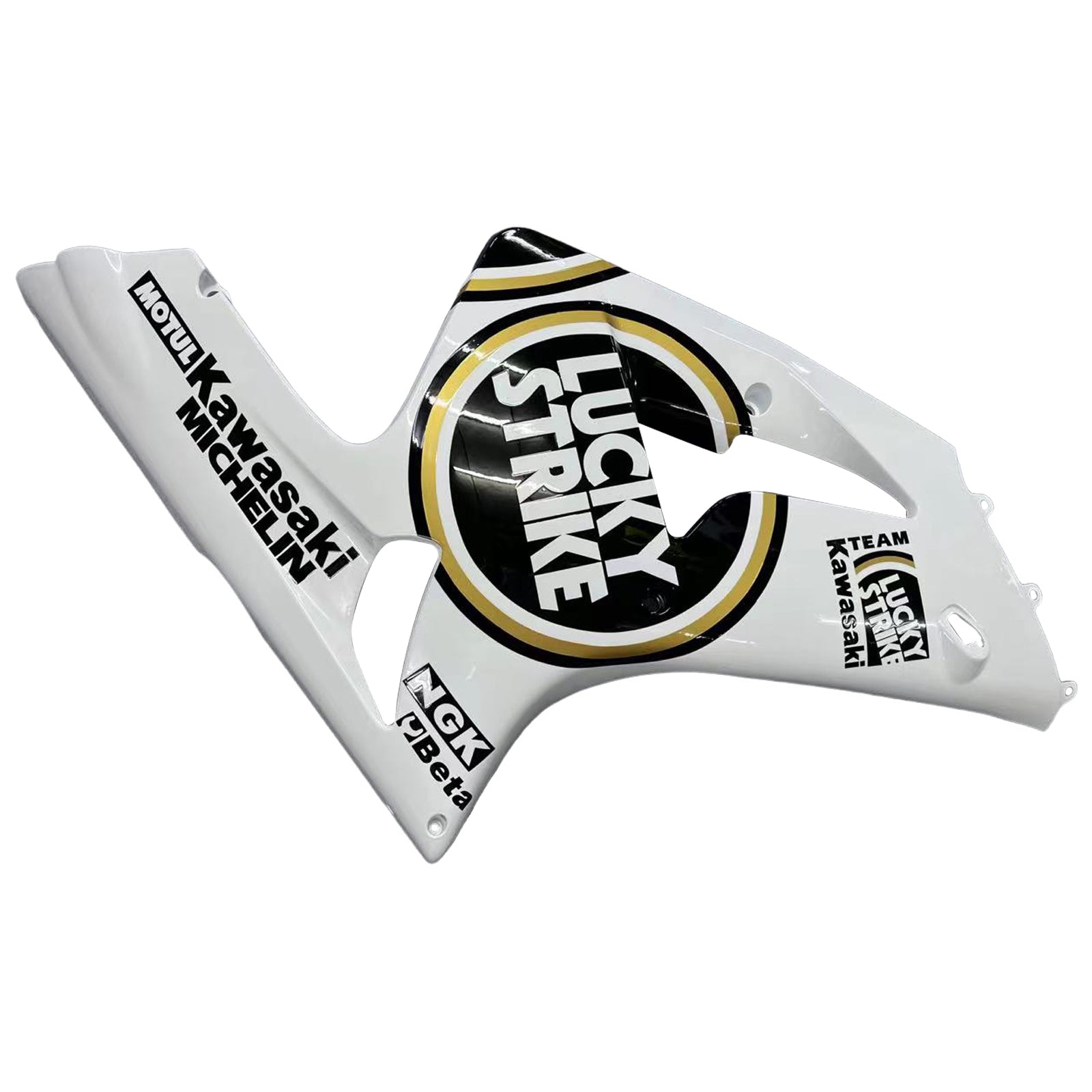 2003-2004 Kawasaki ZX6R 636 stroomlijnkappen Wit Zwart Lucky Strike Racing Generiek
