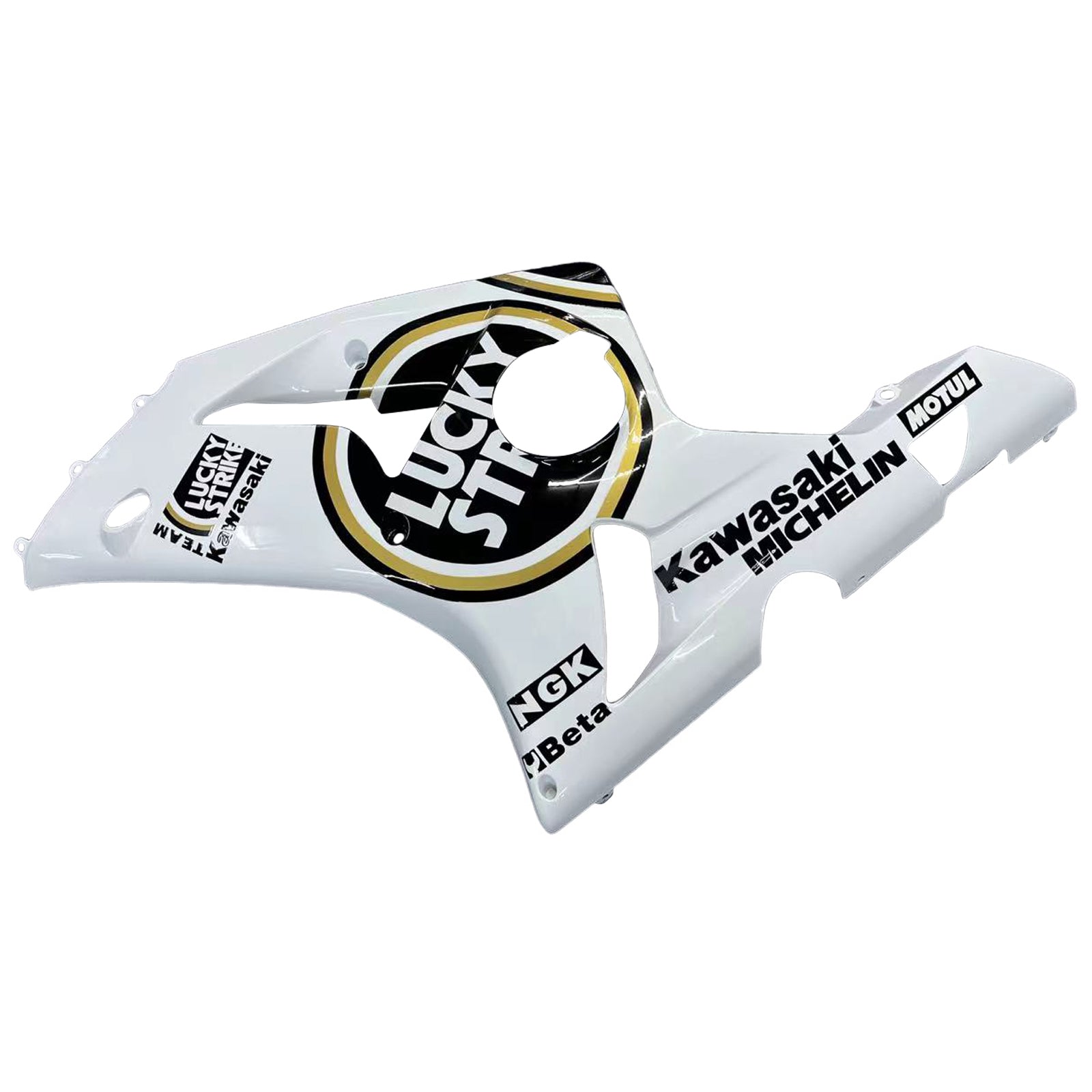2003-2004 Kawasaki ZX6R 636 stroomlijnkappen Wit Zwart Lucky Strike Racing Generiek