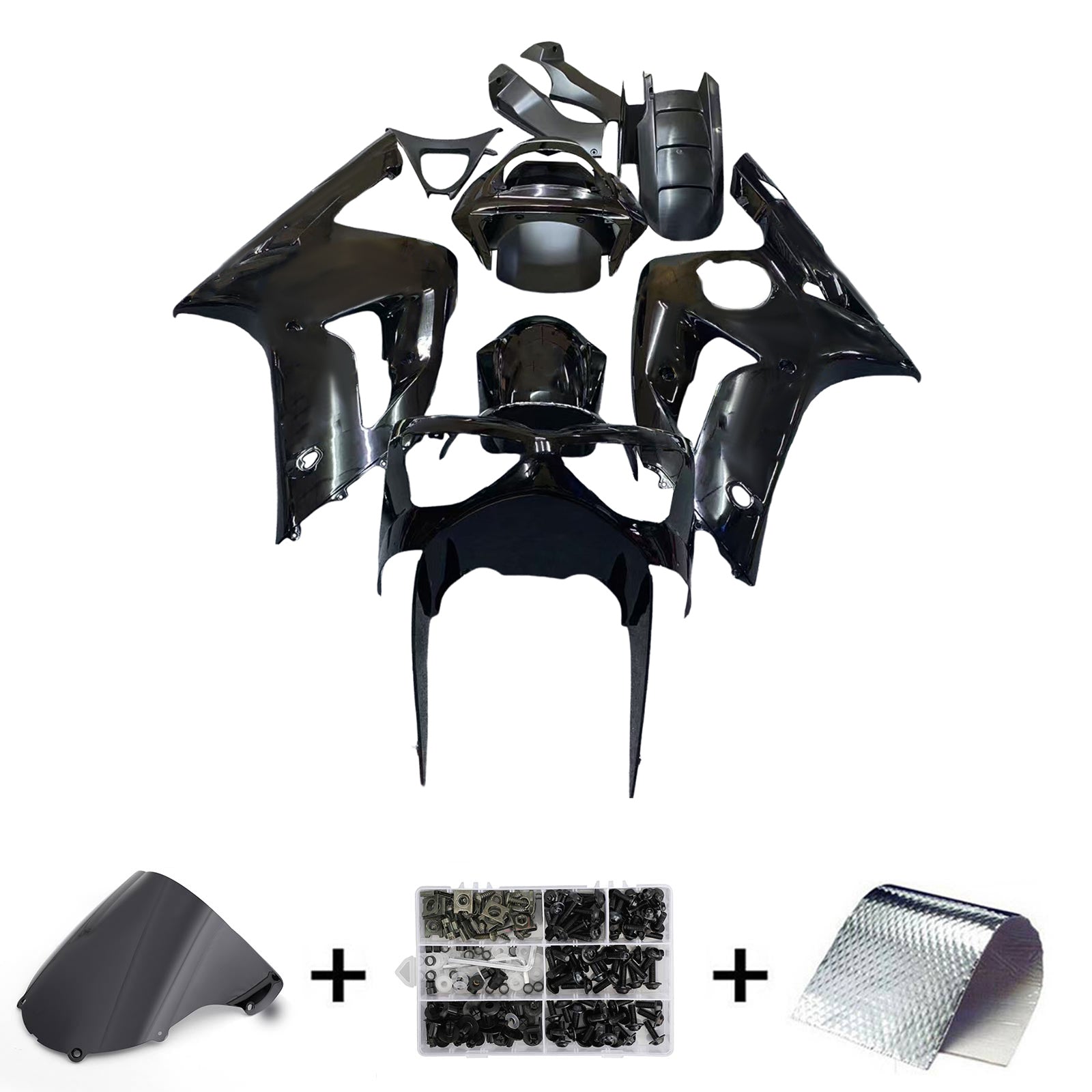 2003-2004 Kawasaki ZX6R 636 Kit de carénage d'injection Amotopart carrosserie plastique ABS #104