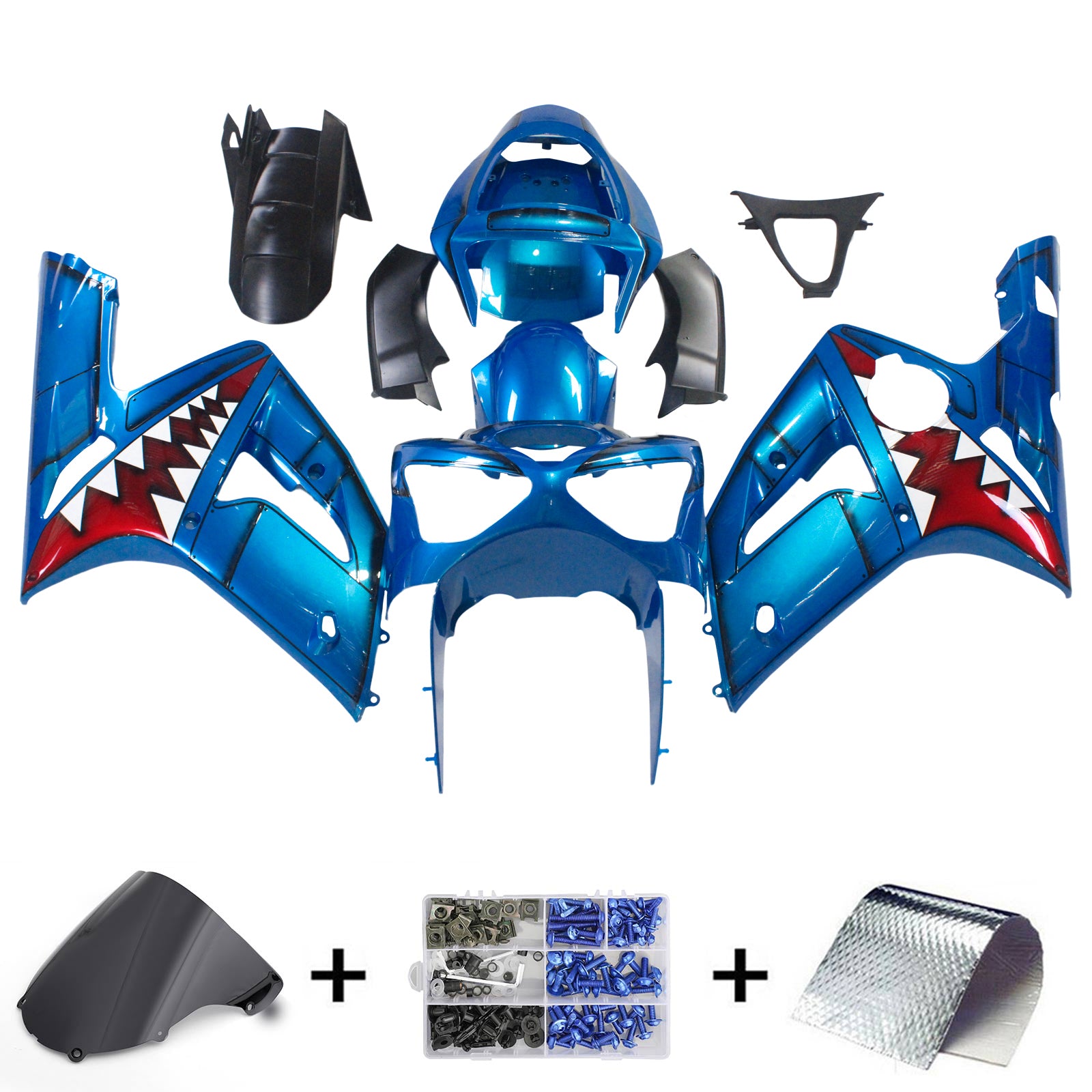 2003-2004 Kawasaki ZX6R 636 Kit de carenagem de injeção de AMOTOPT ABS PLÁSTICO DE PLÁSTICOS #111