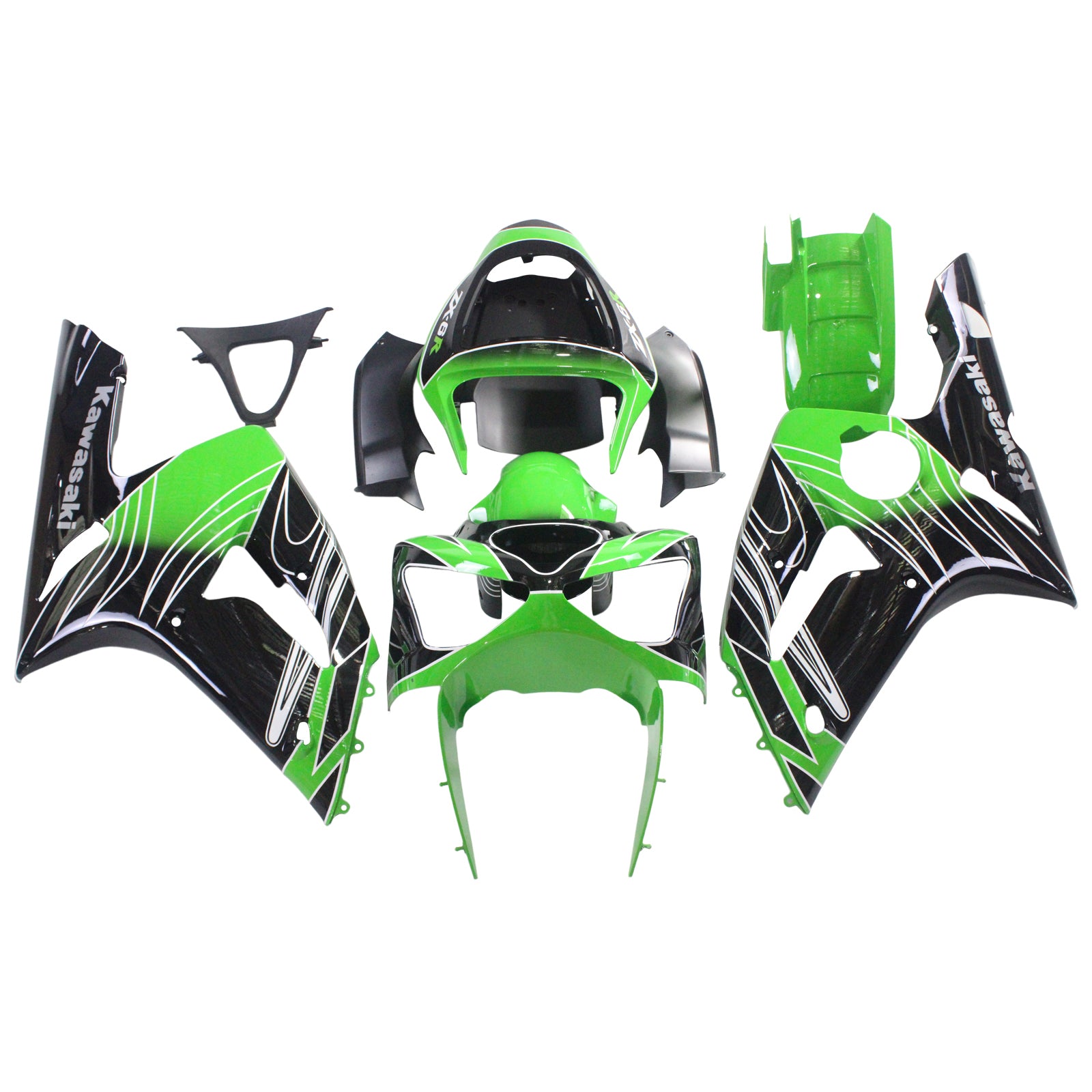 2003-2004 Kawasaki ZX6R 636 Amotopart Injection Fairing Kit Bodywork Plastic ABS #112