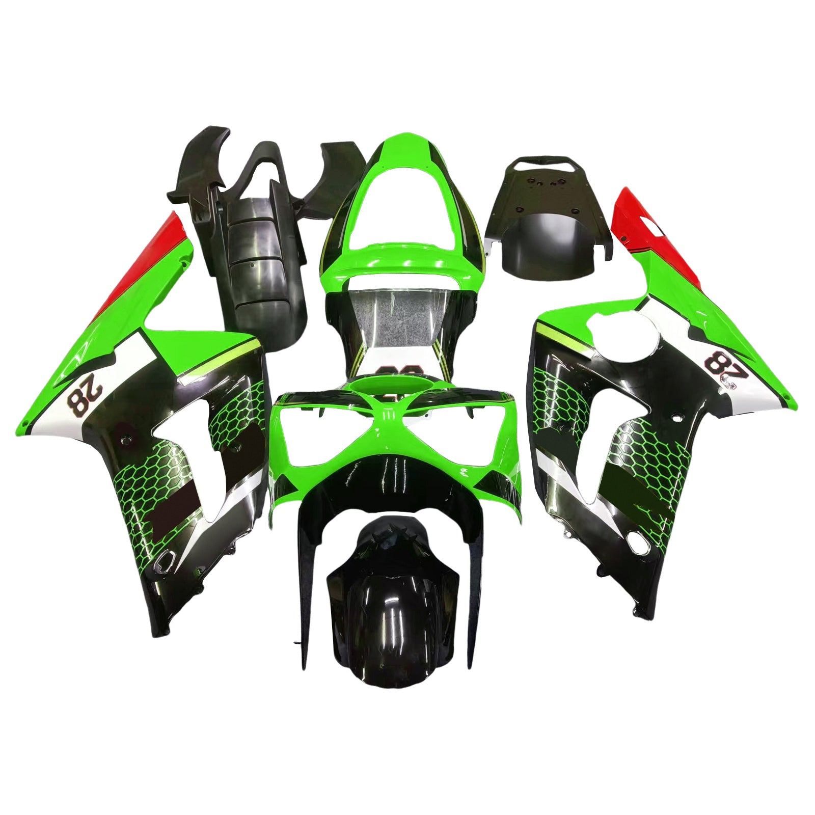 2003-2004 Kawasaki ZX6R 636 Kit de carenado de inyección Carrocería Plástico ABS#120