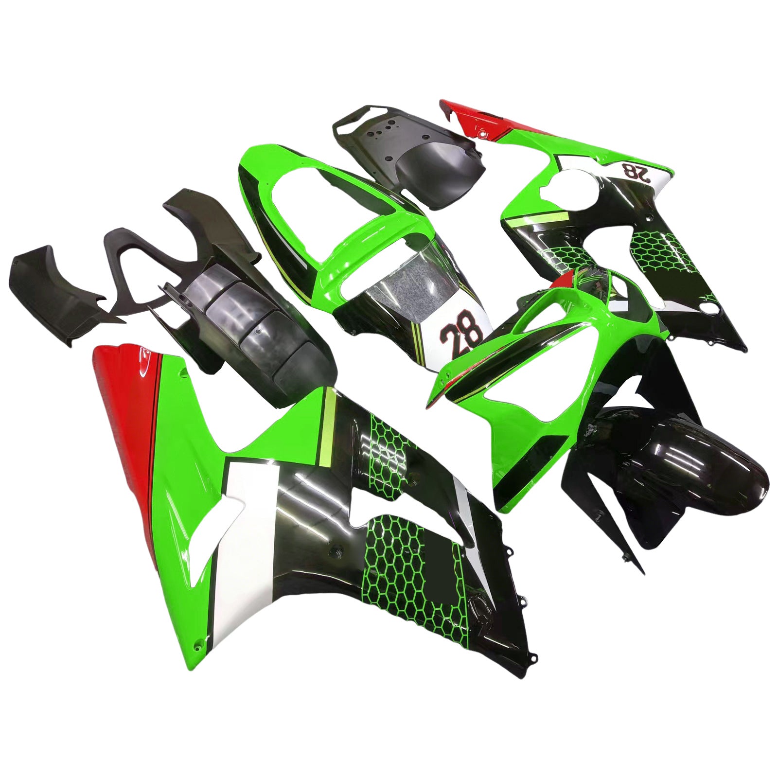2003-2004 Kawasaki ZX6R 636 Kit de carenado de inyección Carrocería Plástico ABS#120