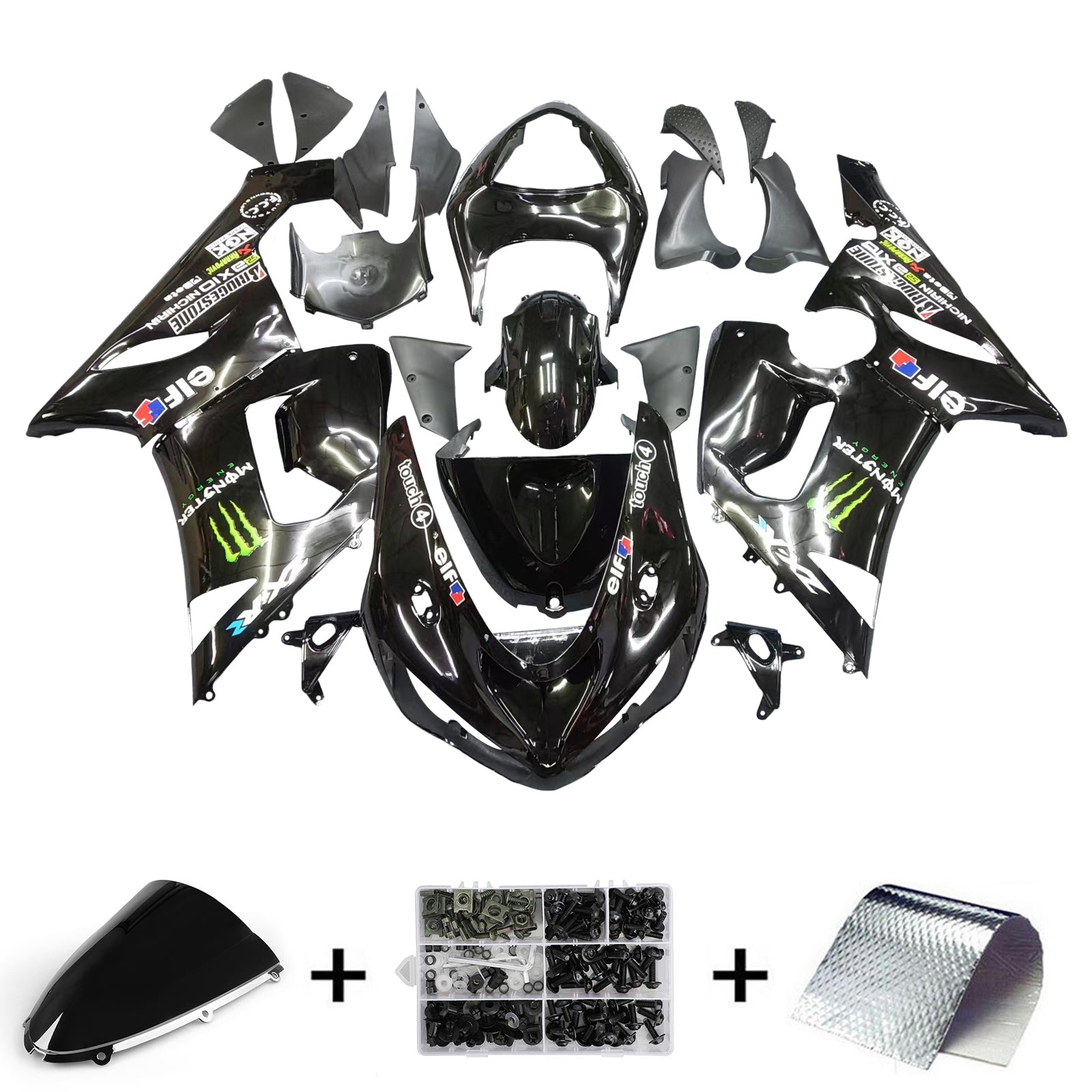 2005-2006 Kawasaki ZX6R 636 Kit de carénage carrosserie plastique ABS