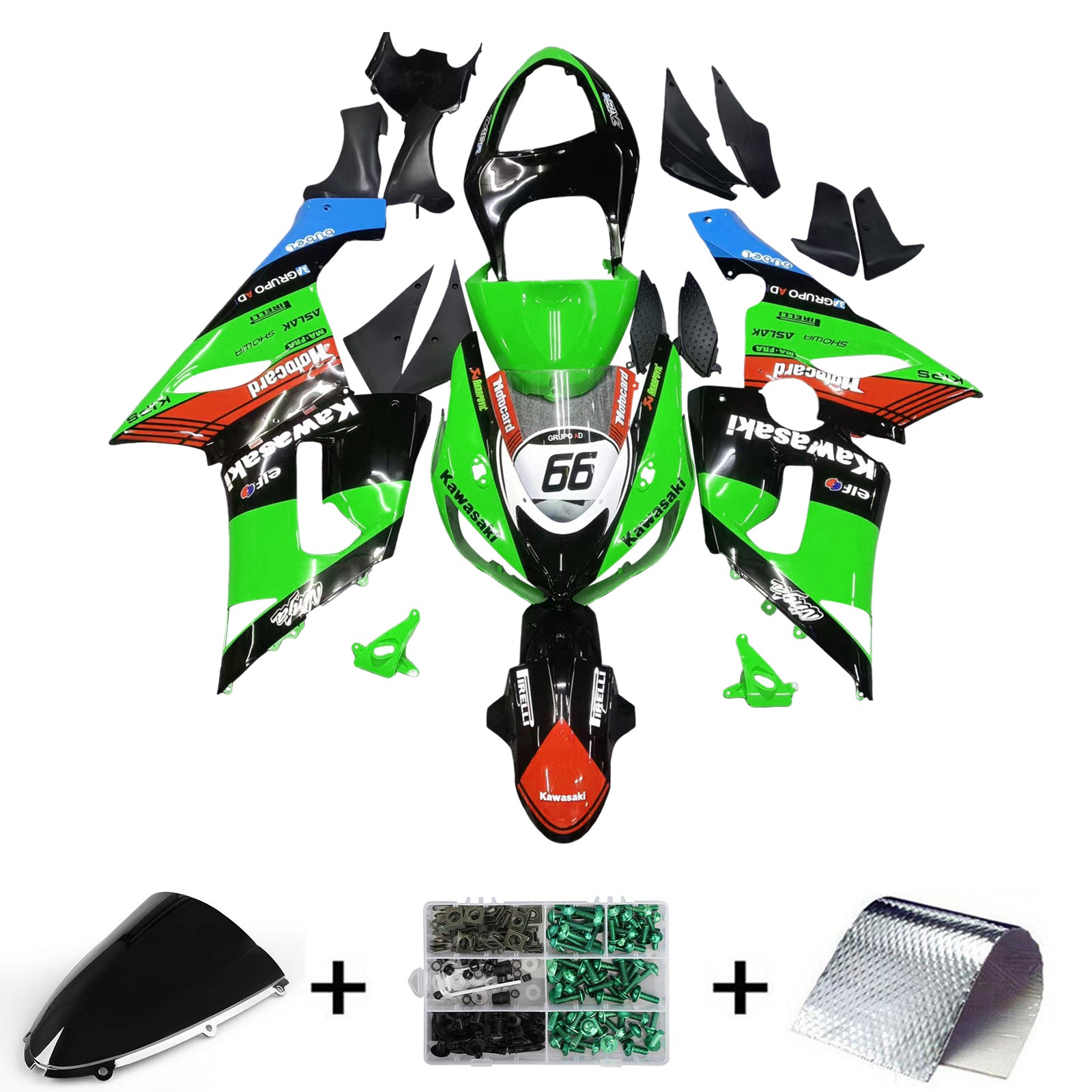 2005-2006 KAWASAKI ZX6R 636 AMOTOPART INJEKTION FAIRING KIT BOODYWORK ABS #129