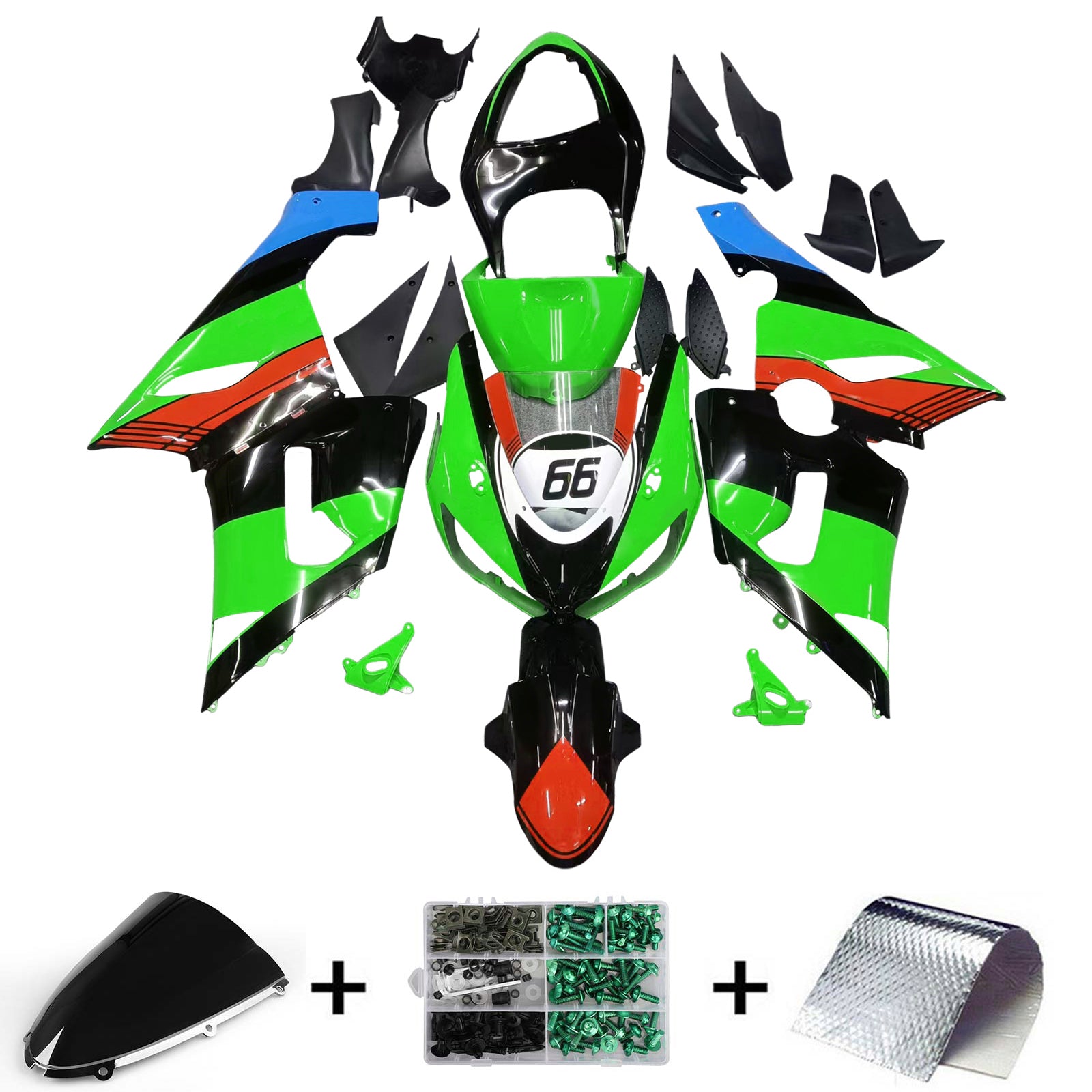 2005-2006 Kawasaki ZX6R 636 Amotopart vstrekovacia kapotážová súprava karoséria Plast ABS #129