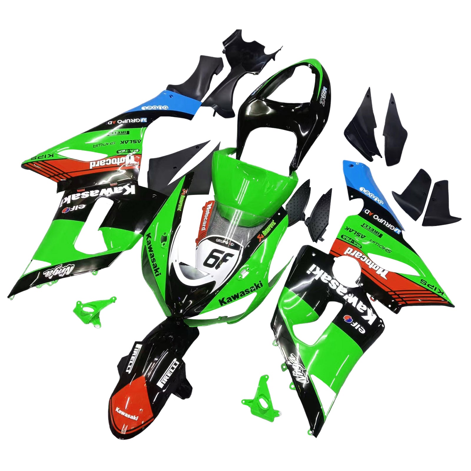 2005-2006 Kawasaki ZX6R 636 Amotopart Injection Fairing Kit Bodywork Plastic ABS #129