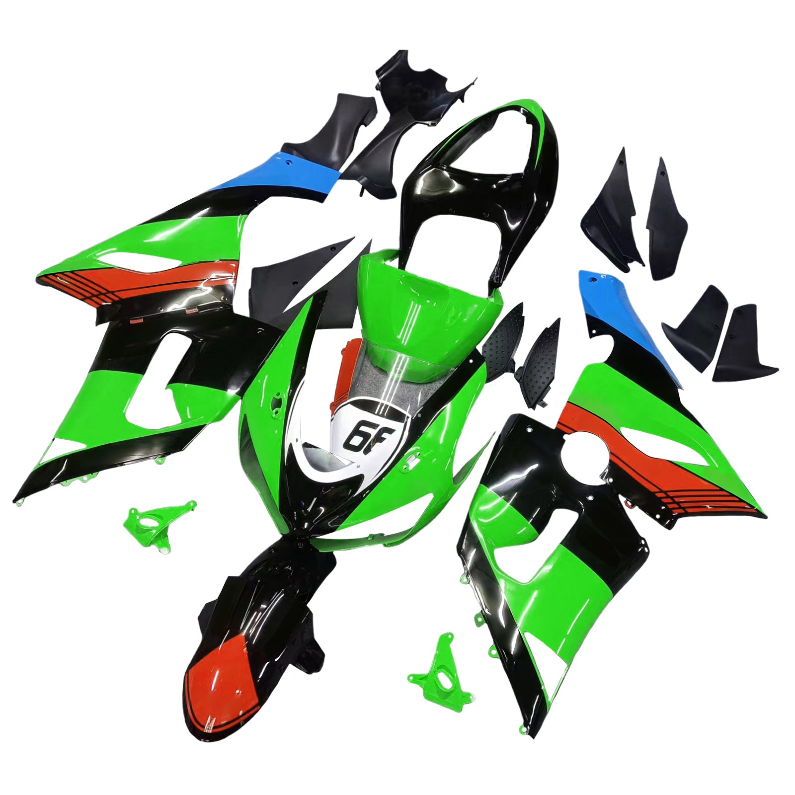 2005-2006 Kawasaki ZX6R 636 Amotopart injectiekuipset carrosserie kunststof ABS #129