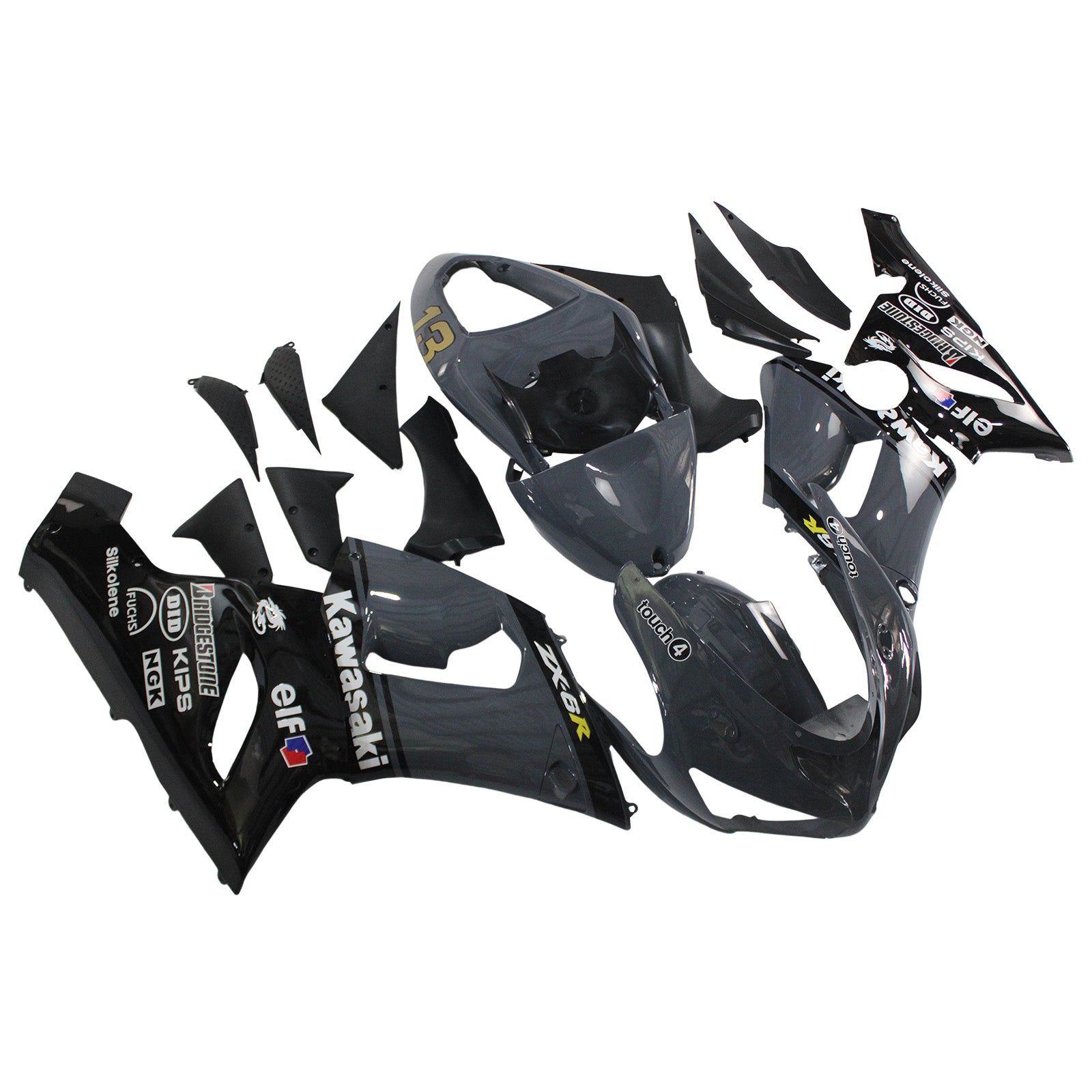 2005-2006 Kawasaki ZX6R 636 Kit de carenagem de injeção de AMOTOPT ABS PLÁSTICO DE PLÁSTICOS #133