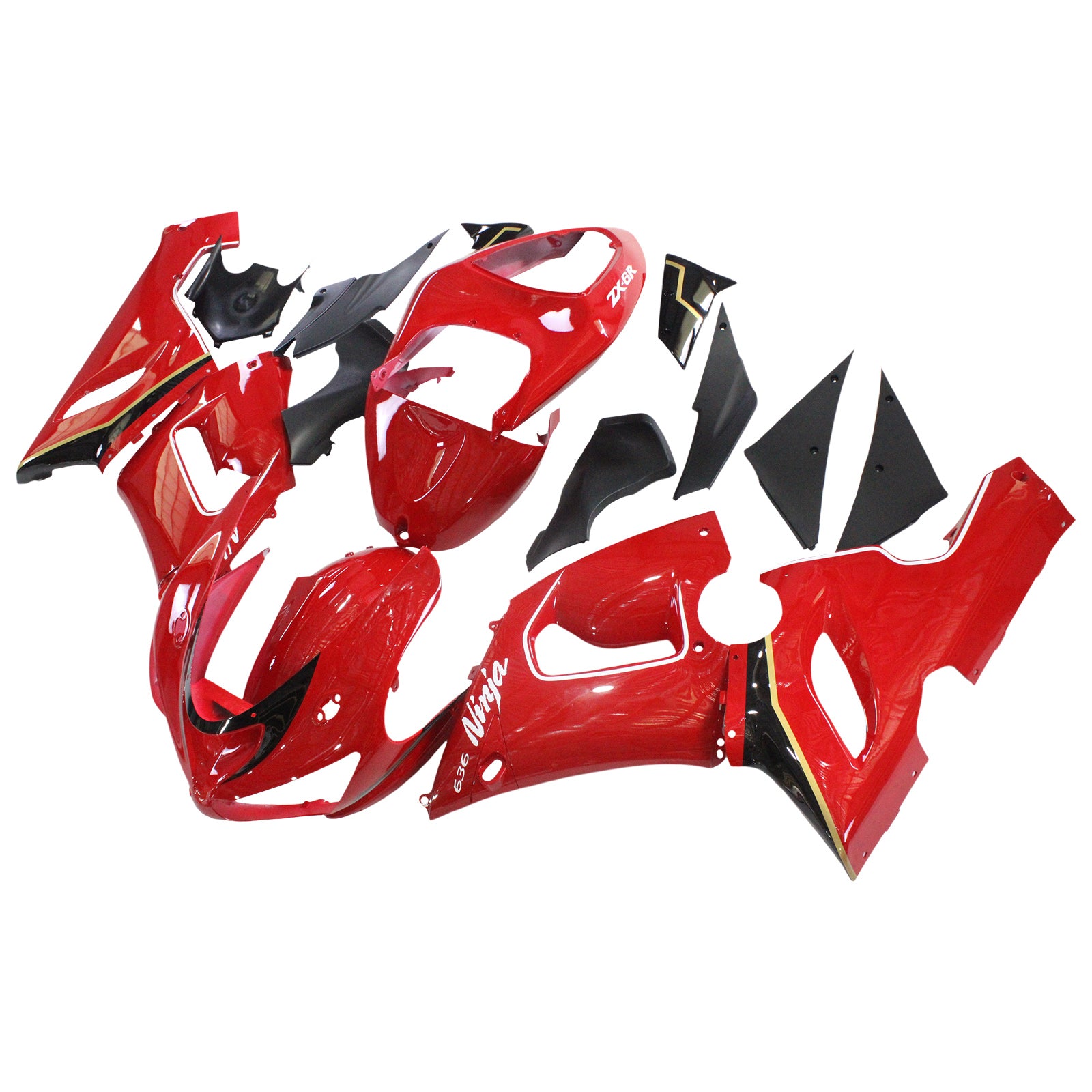 2005-2006 Kawasaki ZX6R 636 Amotopart Injeksjon Fairing Kit Bodywork Plastic ABS #136