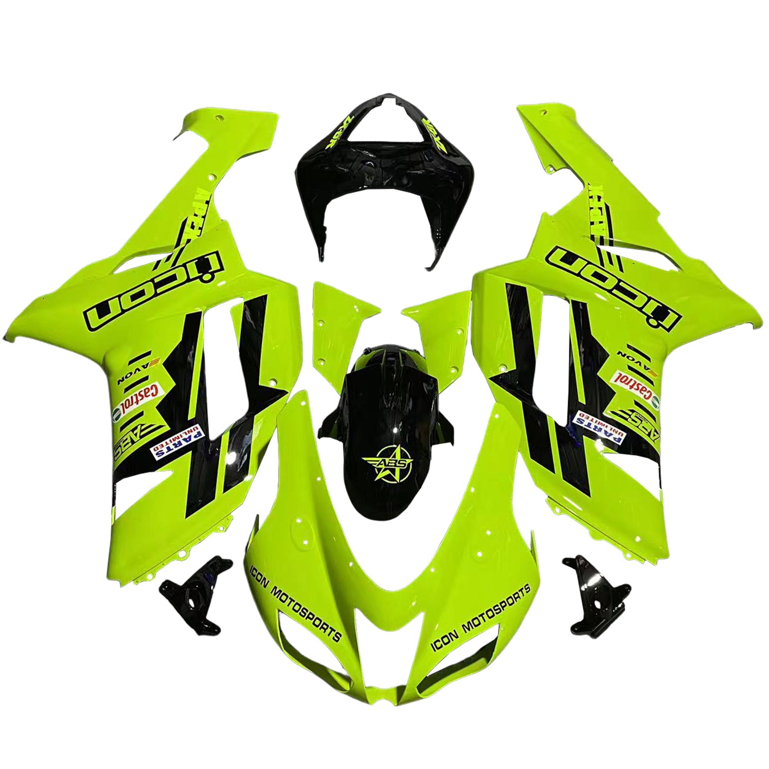 2007-2008 KAWASAKI ZX6R 636 Kit de camence d'injection Bodywork Plastic Abs # 23