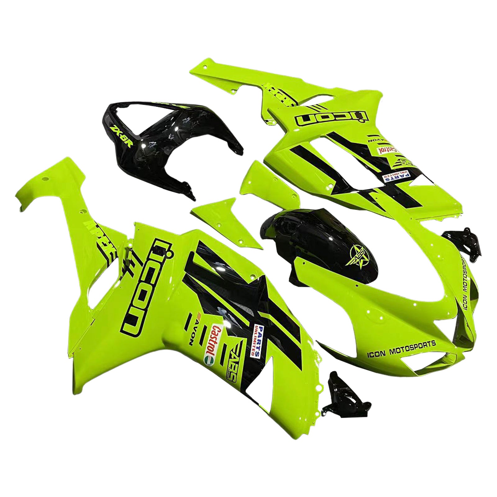 2007-2008 KAWASAKI ZX6R 636 Kit de camence d'injection Bodywork Plastic Abs # 23