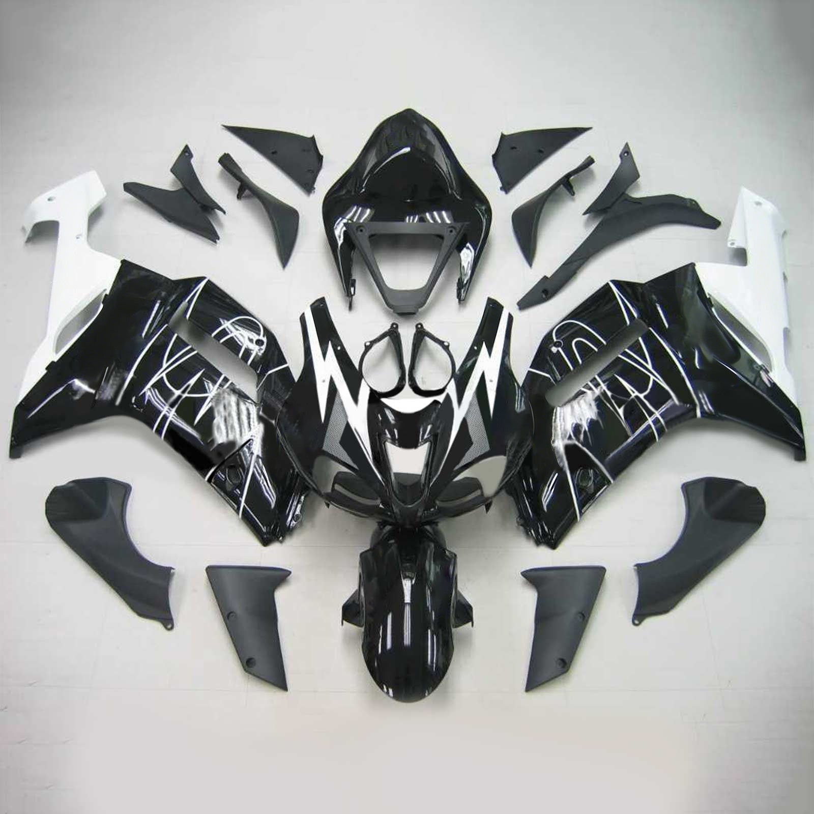 2007-2008 Kawasaki ZX6R 636 Amotopart injectiekuipset carrosserie kunststof ABS #109
