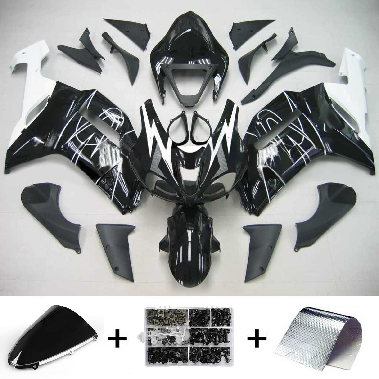 2007-2008 Kawasaki ZX6R 636 Amotopart injectiekuipset carrosserie kunststof ABS #109