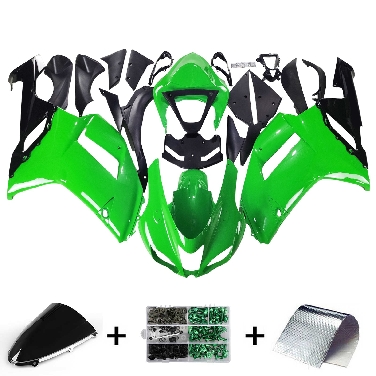 2007-2008 Kawasaki ZX6R 636 Amotopart Kit de carenado de inyección Carrocería Plástico ABS # 112