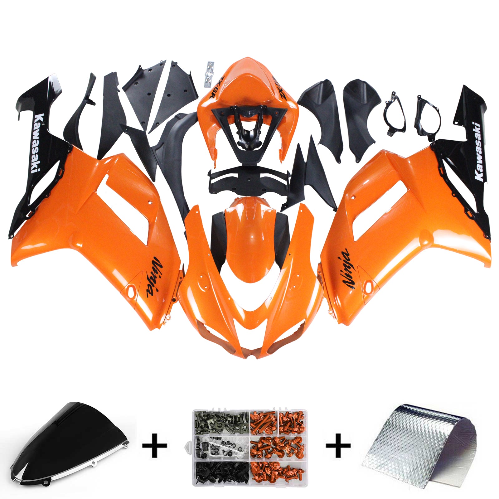 2007-2008 Kawasaki ZX6R 636 Kit de carenagem de injeção de AMOTOPT ABS PLÁSTICO DE PLÁSTICOS #115