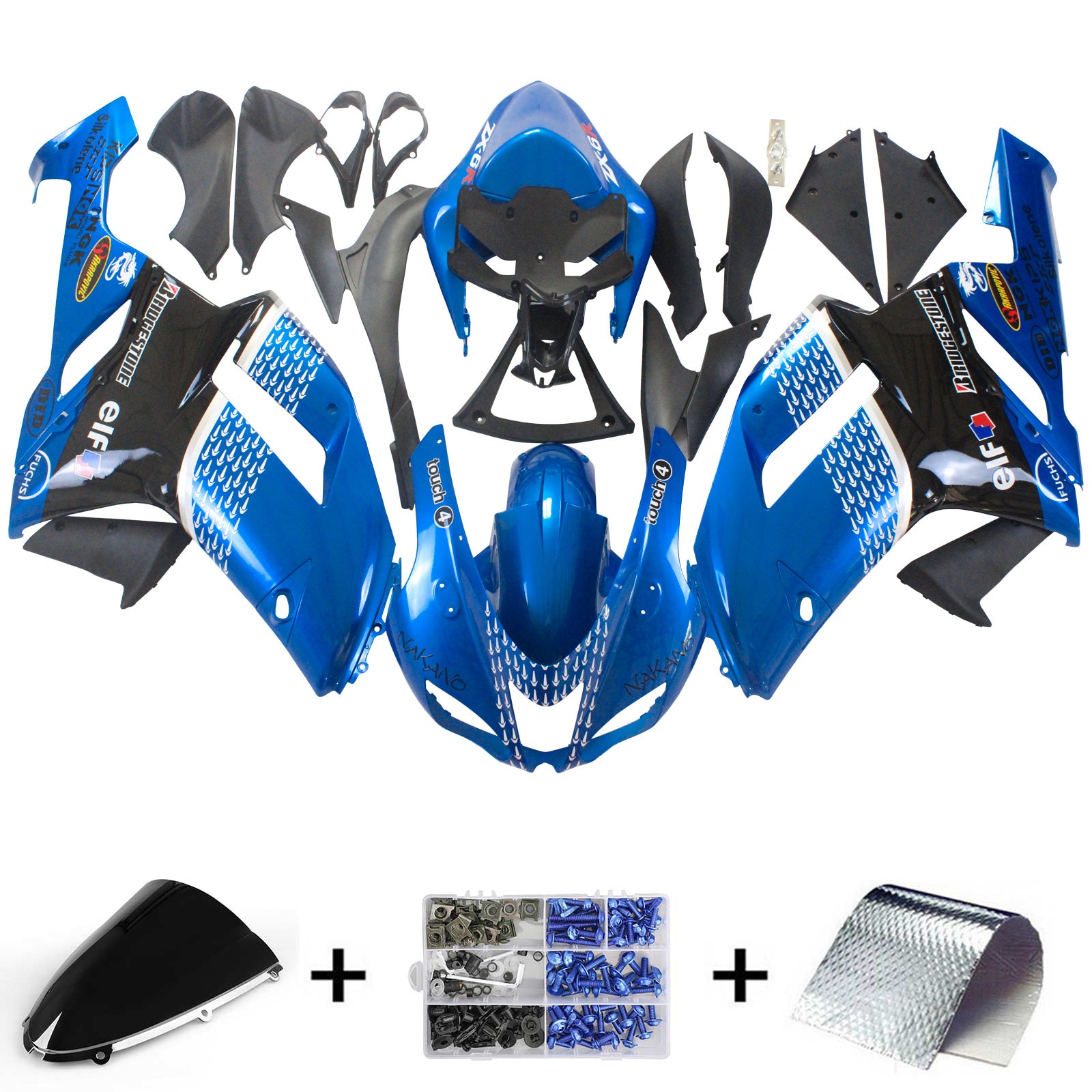 2007-2008 KAWASAKI ZX6R 636 AMOTOPART INJEKTION FAIRING KIT BOODYWORK ABS #132