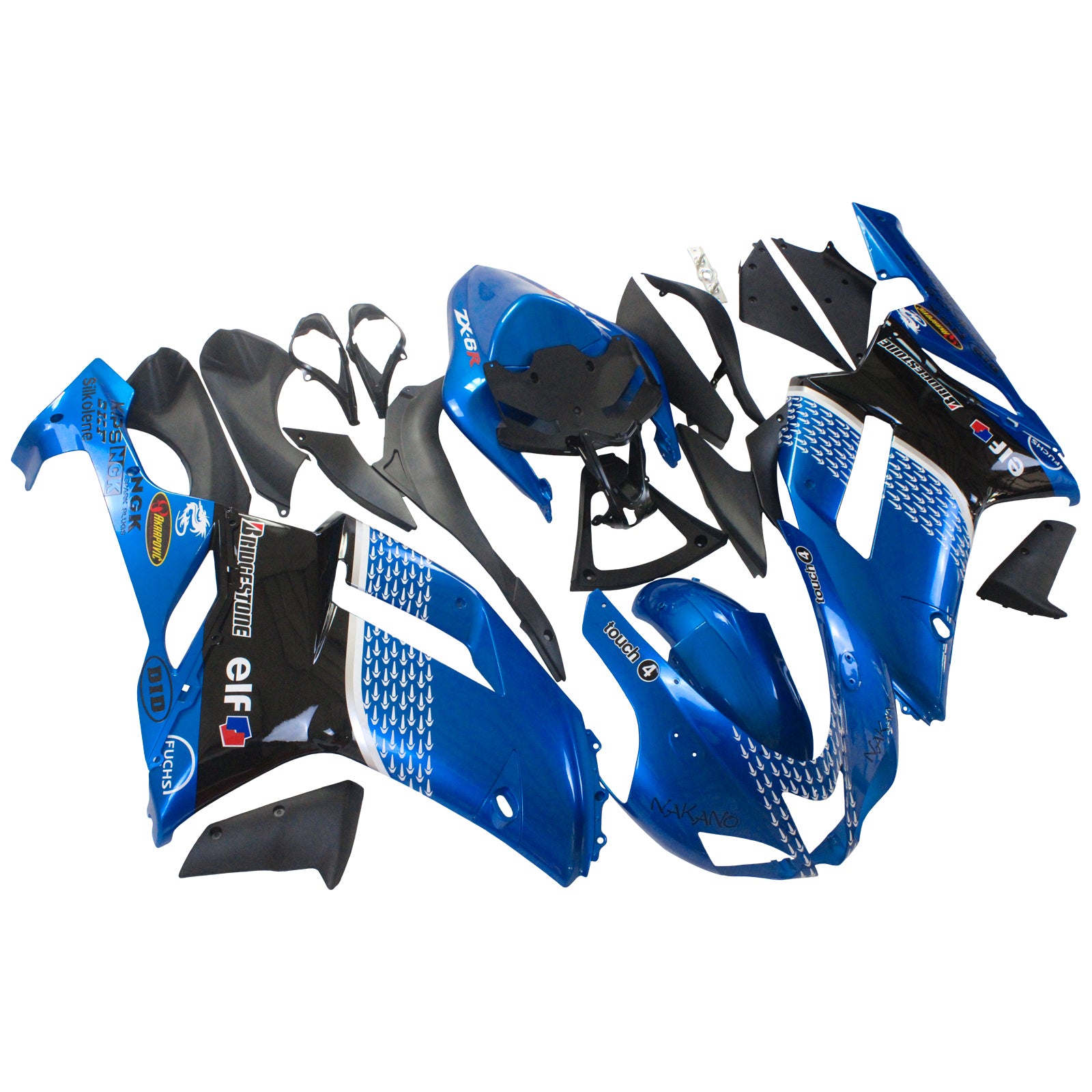 2007-2008 Kawasaki ZX6R 636 Kit de carenagem de injeção AMOTOPT ABS PLÁSTICO DE PLÁSTICOS #132