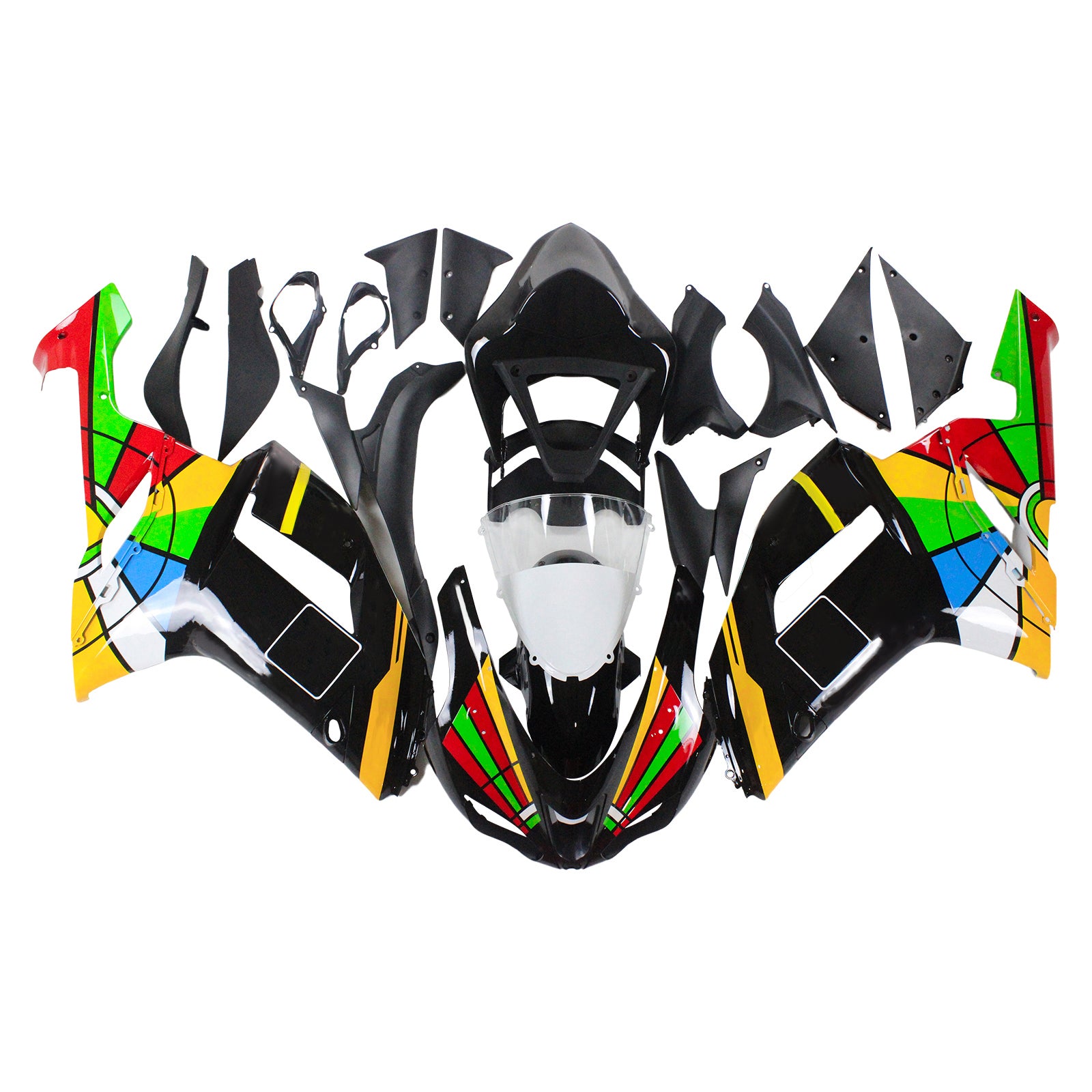 2007-2008 Kawasaki ZX6R 636 Amotopart Kit de carénage d'injection carrosserie plastique ABS #134