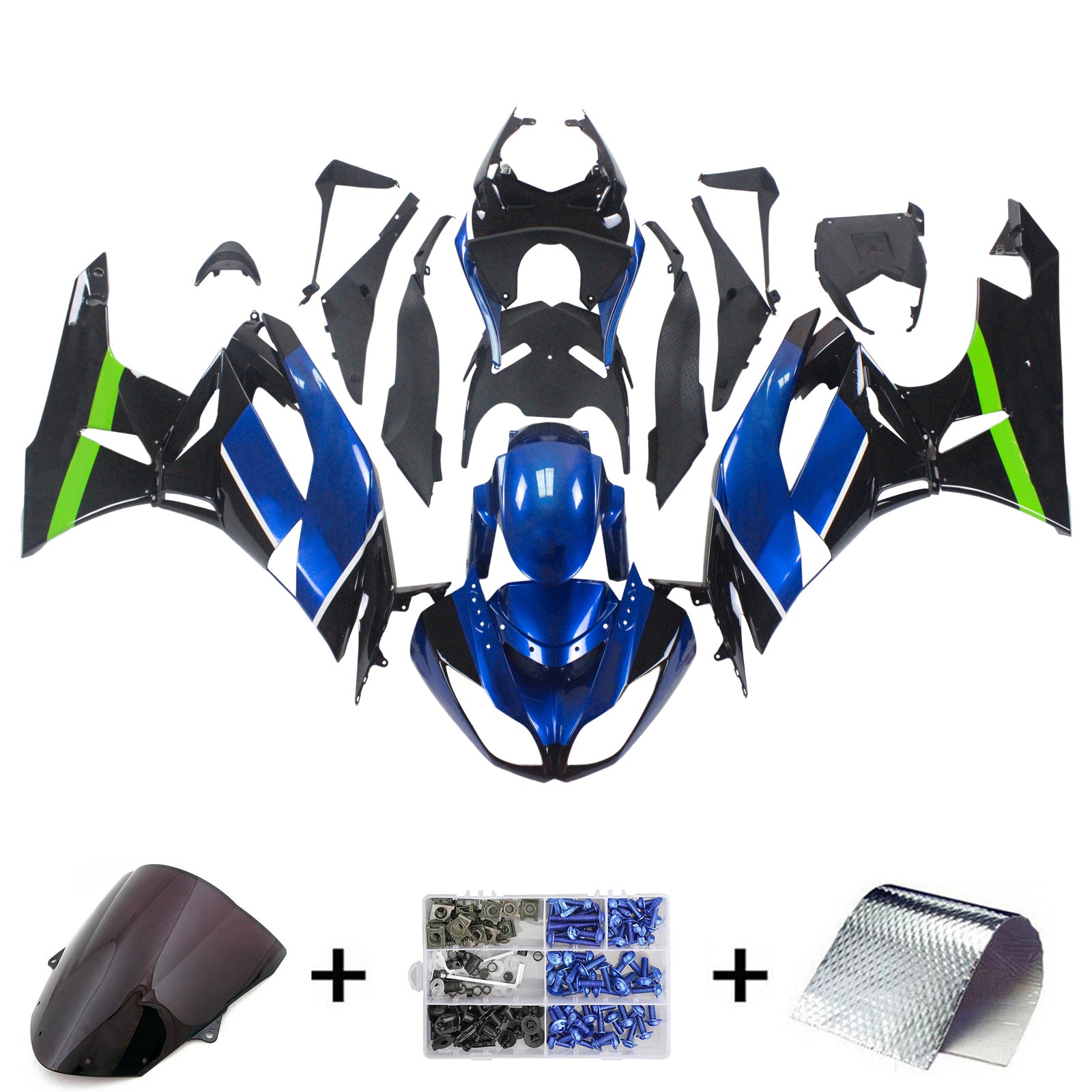 2009-2012 Kawasaki ZX6R 636 Amotopart Injeksjon Fairing Kit Bodywork Plast Abs #115