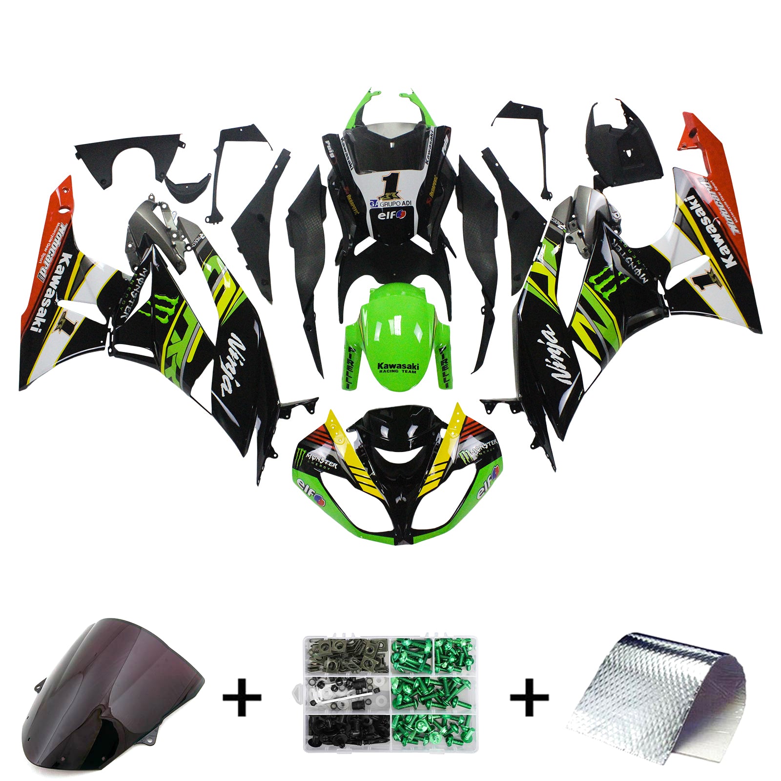 2009-2012 KAWASAKI ZX6R 636 Kit de carénage injection amotopart Bodywork Plastic Abs # 116