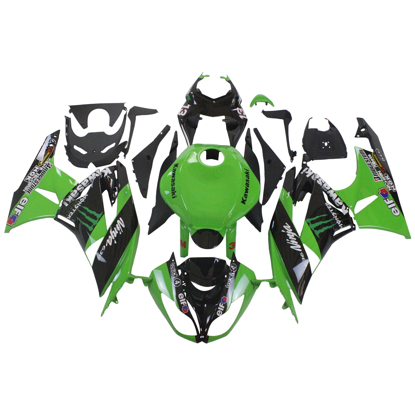 2009-2012 Kawasaki ZX6R 636 Kit de carenado Carrocería Plástico ABS