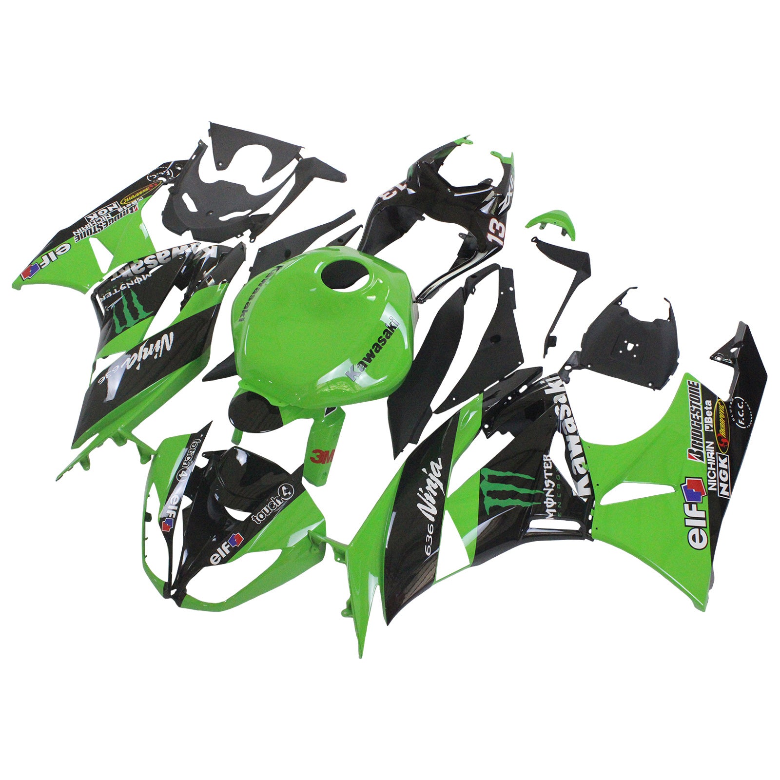 2009-2012 Kawasaki ZX6R 636 Fairing Kit Bodywork Plastic ABS