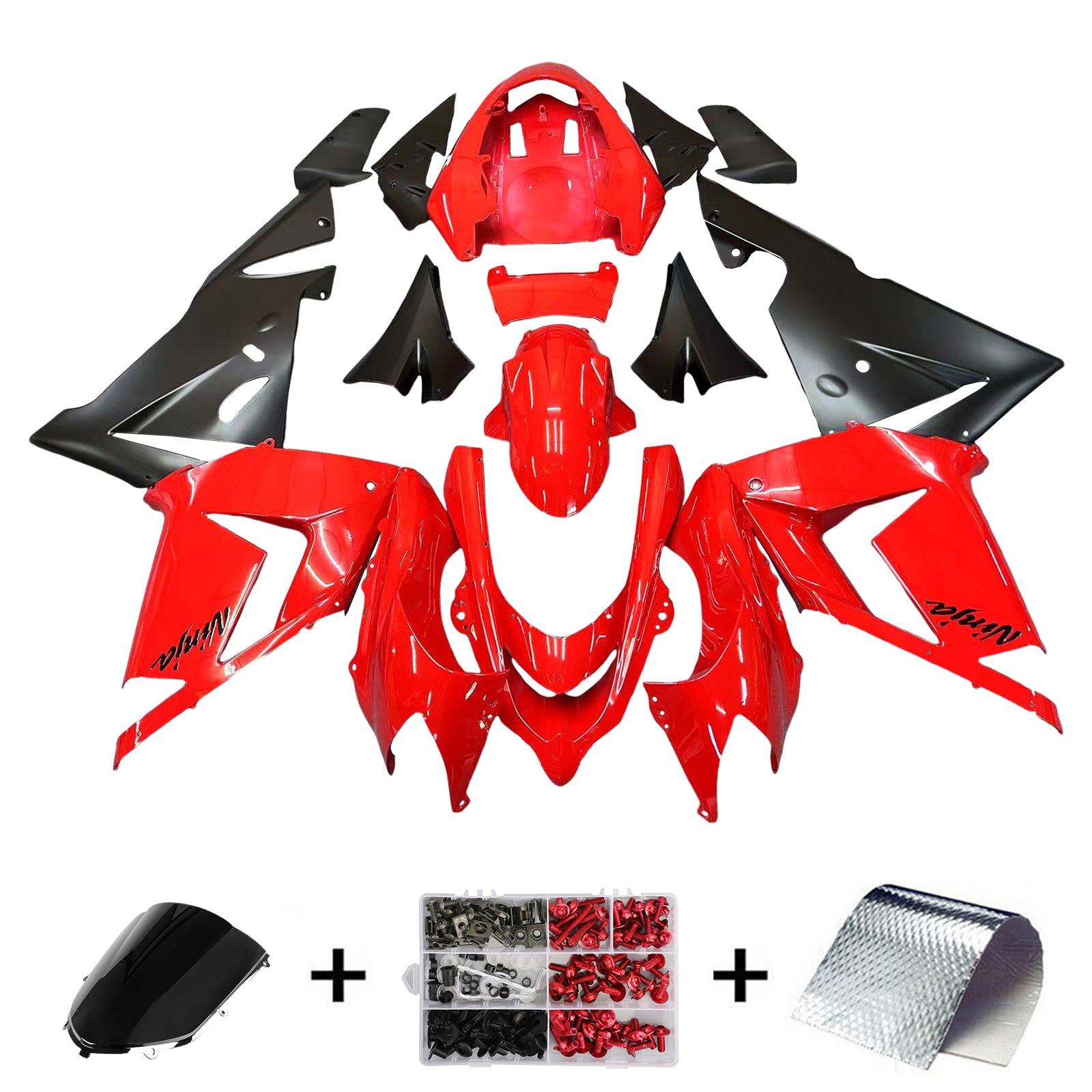 Carenados Amotopart para Kawasaki ZX10R 2004-2005, carenado personalizado Ninja Racing rojo y negro