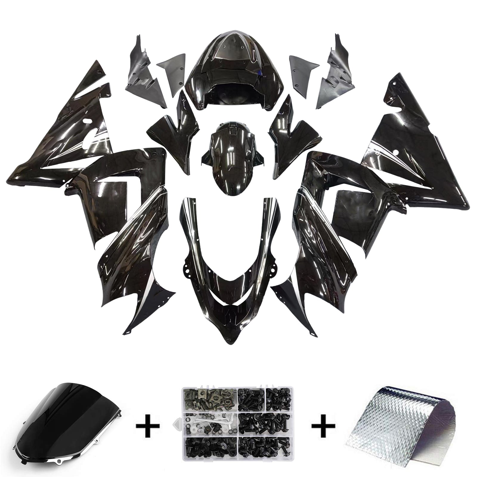 2004-2005 KAWASAKI ZX10R AMOTOPART INJECTION CAURING KIT BORDONS PLASTIQUE ABS ABS # 127