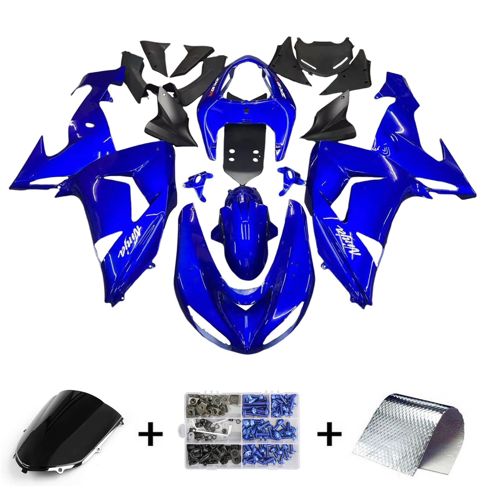 2006-2007 Kawasaki ZX 10r Blue Racing Fairings générique