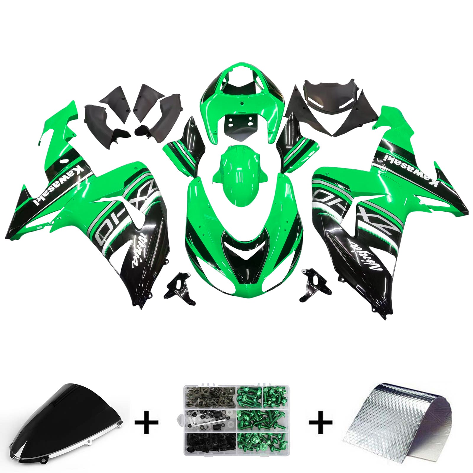 2006-2007 Kawasaki ZX10R Amotopart Injeksjon Fairing Kit Bodywork Plast Abs #114
