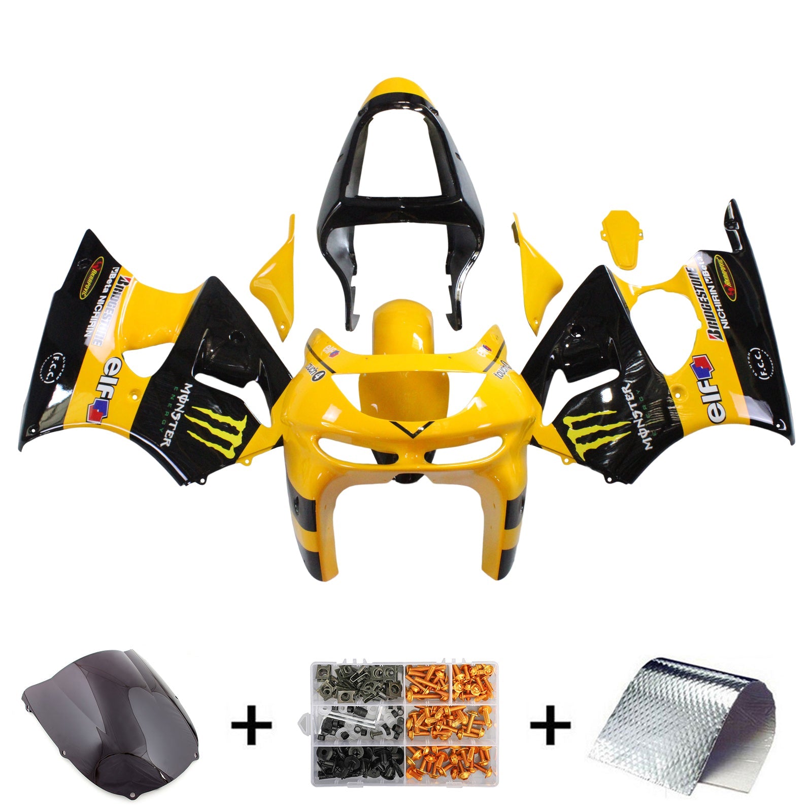 1998-1999 Kawasaki ZX6R Amotopart Injection Fairing Kit Bodywork Plastic ABS #101