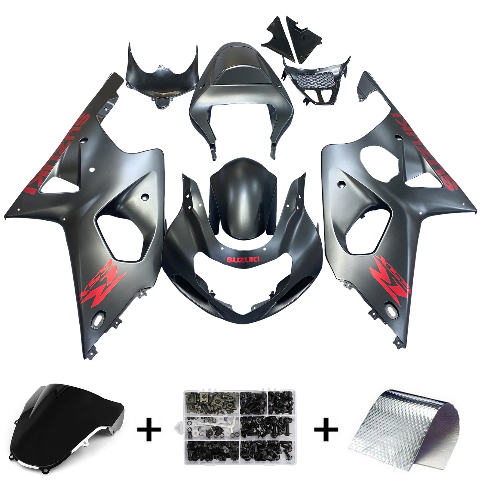 2000-2002 Suzuki GSXR1000 K1 K2 Amotopart Kit de carénage d'injection carrosserie plastique ABS #114