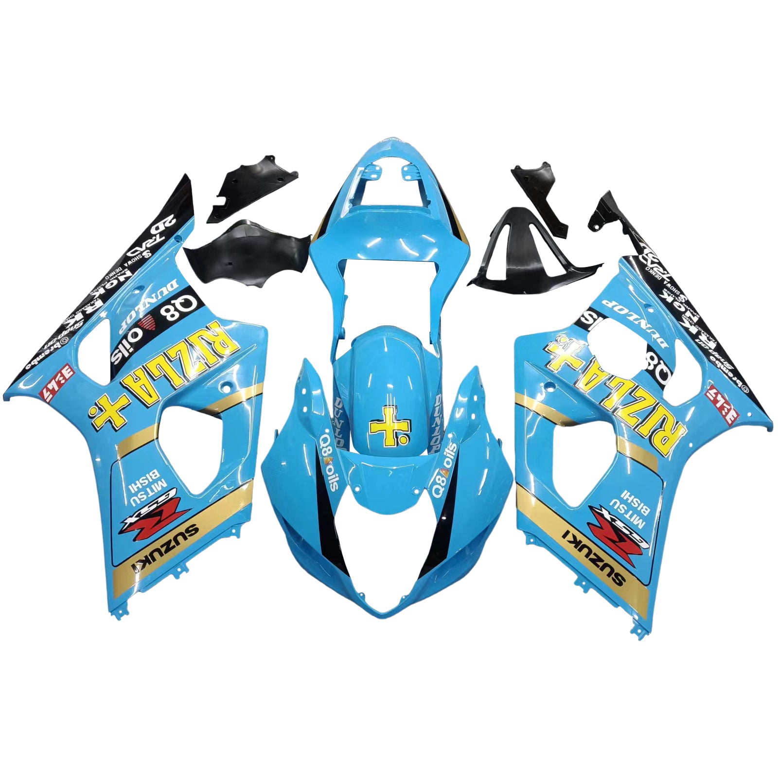 2003-2004 GSXR1000 Bodywork Fairing Black Blue ABS Injection Molded Plastics Set Generic