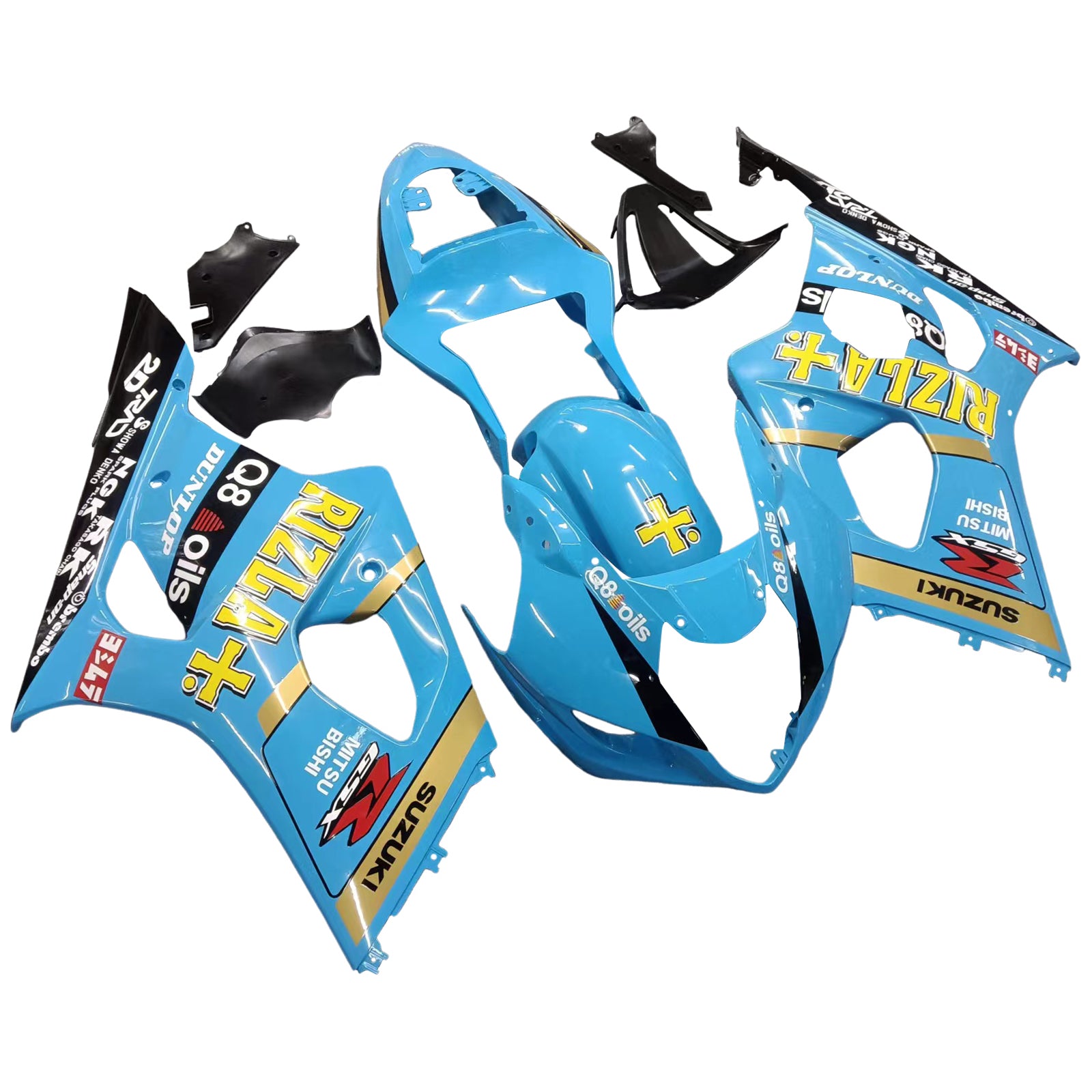 2003-2004 GSXR1000 Bodywork Fairing Black Blue ABS Injection Molded Plastics Set Generic