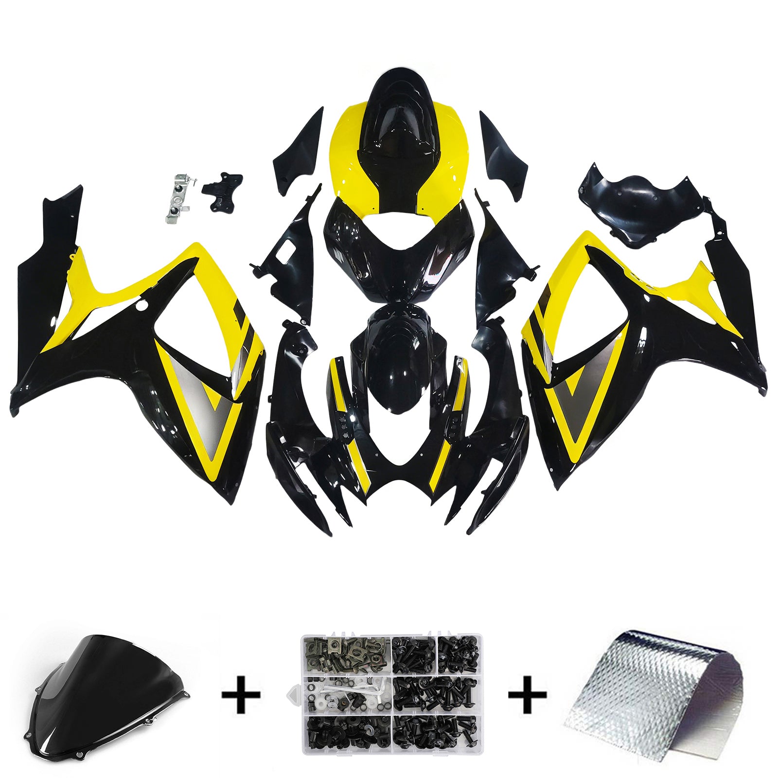2006-2007 Suzuki GSXR 600 750 Noir & Jaune GSXR Racing Carénages Générique