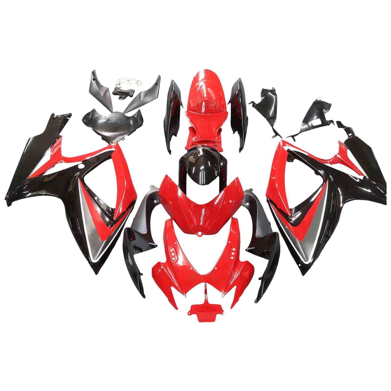 Suzuki GSXR 600 750 Vermelha 2006-2007 & Carenagens pretas GSXR Racing Genéricas