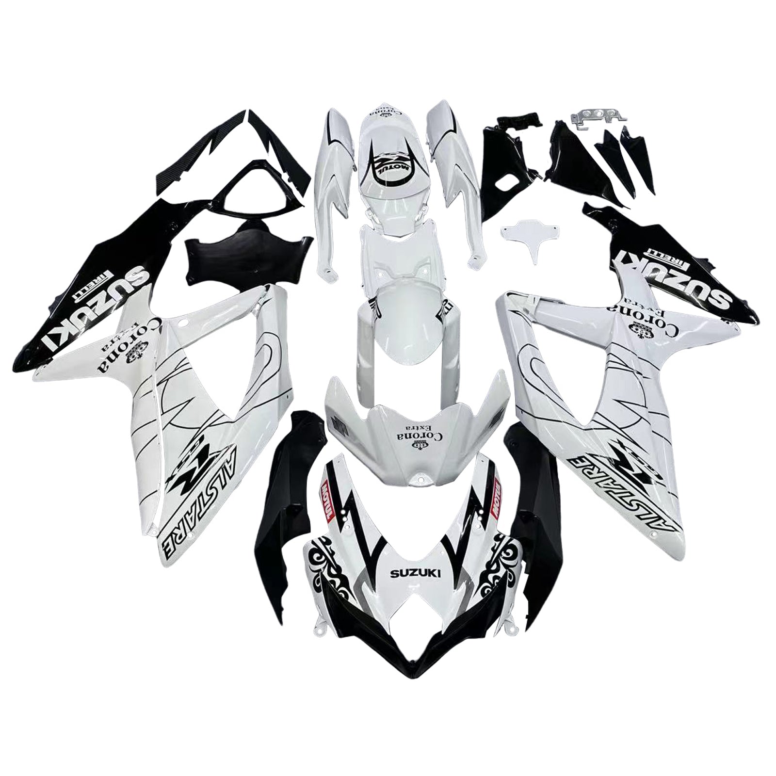 2008-2009-2010 Suzuki GSXR 600 750 White Alstare Corona Racing Amotopart Fairings Tull fairing